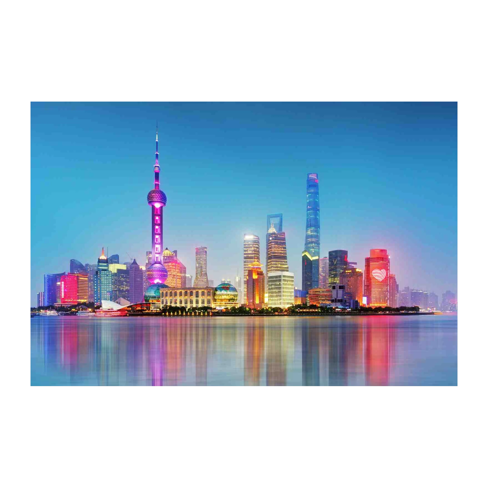 Shanghai Skyline Night View Wall Art