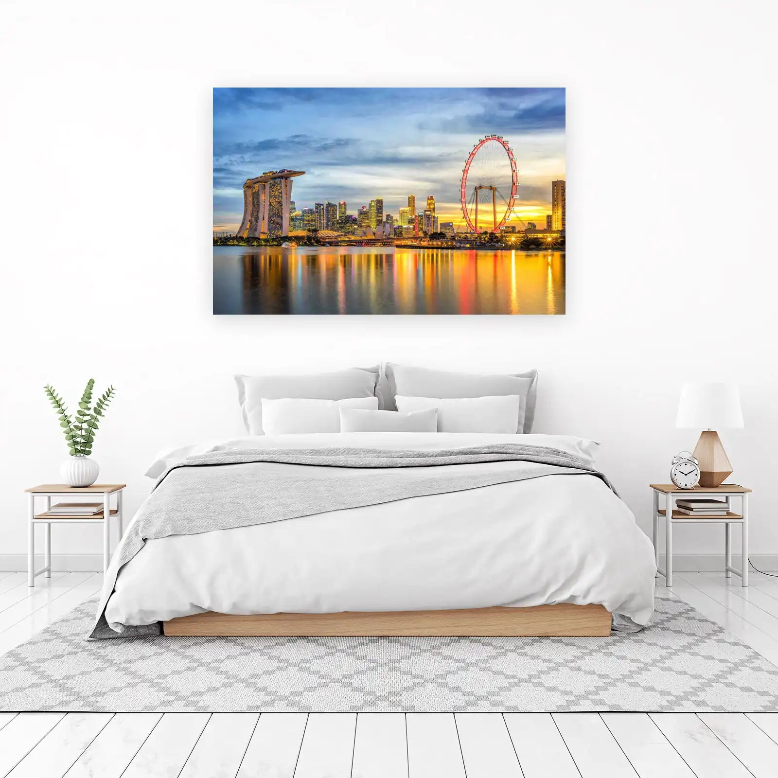 Singapore Skyline Cityscape Ferris Wheel Wall Art