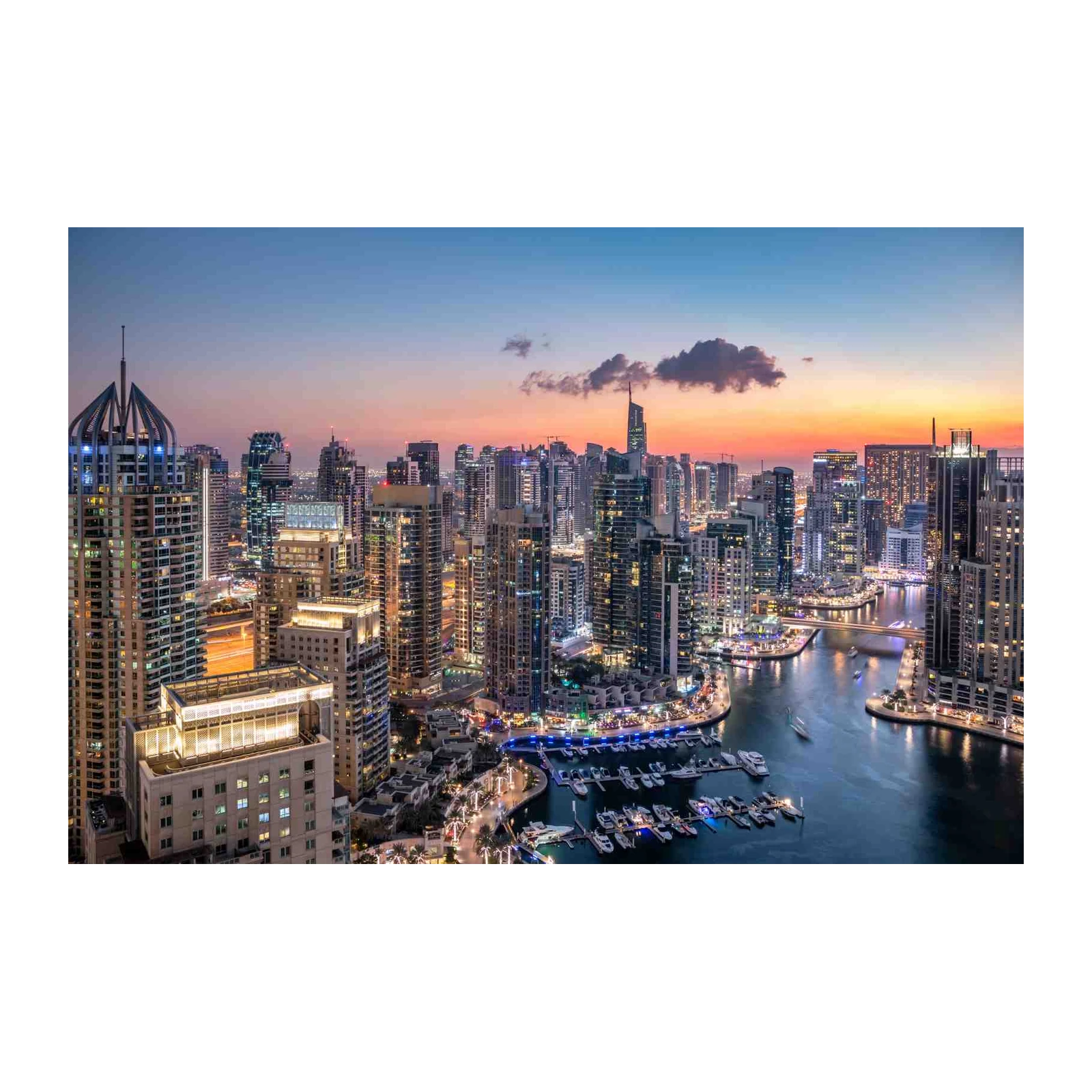 Dubai Skyline Marina Dusk Wall Art