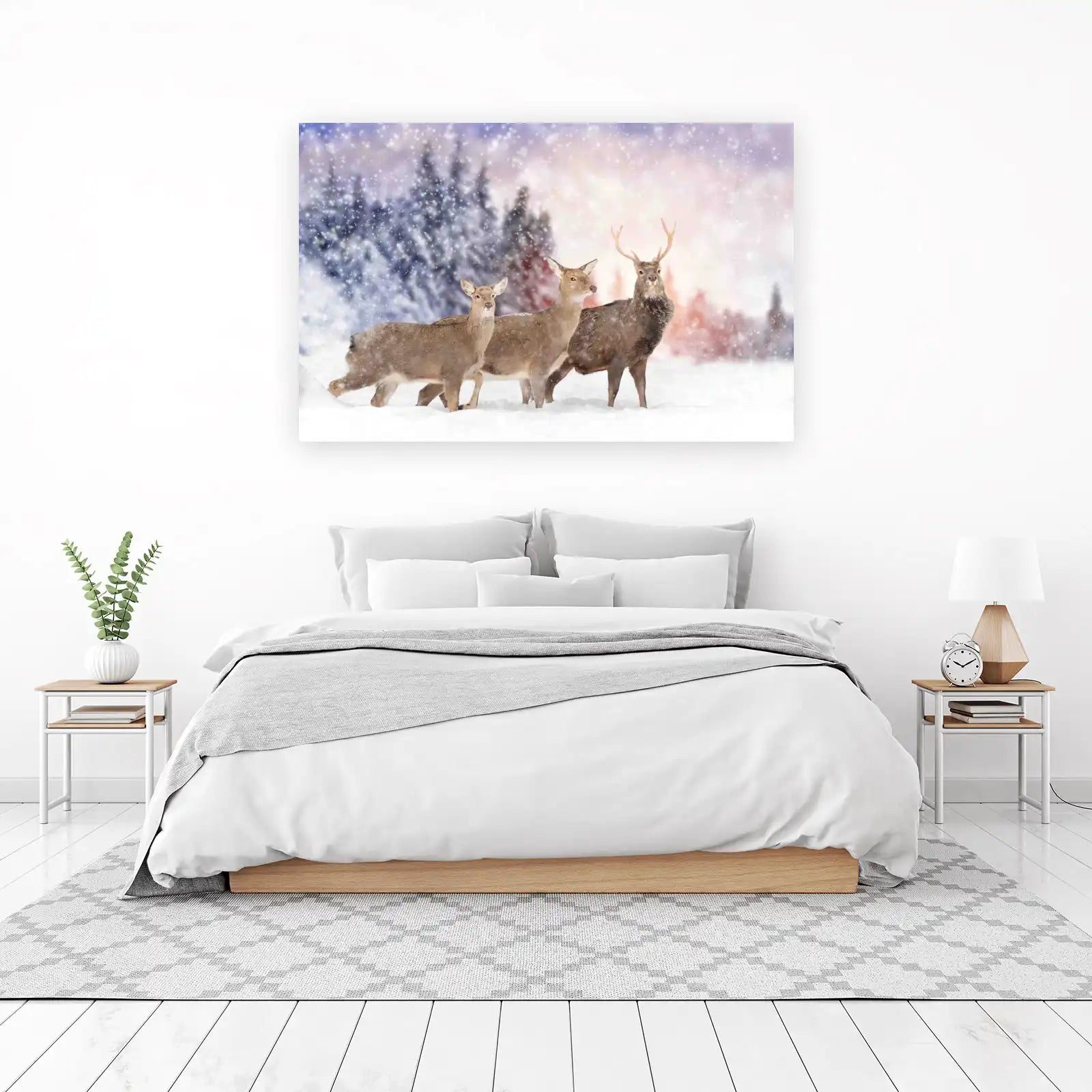 Majestic Winter Deer Family Wall Art