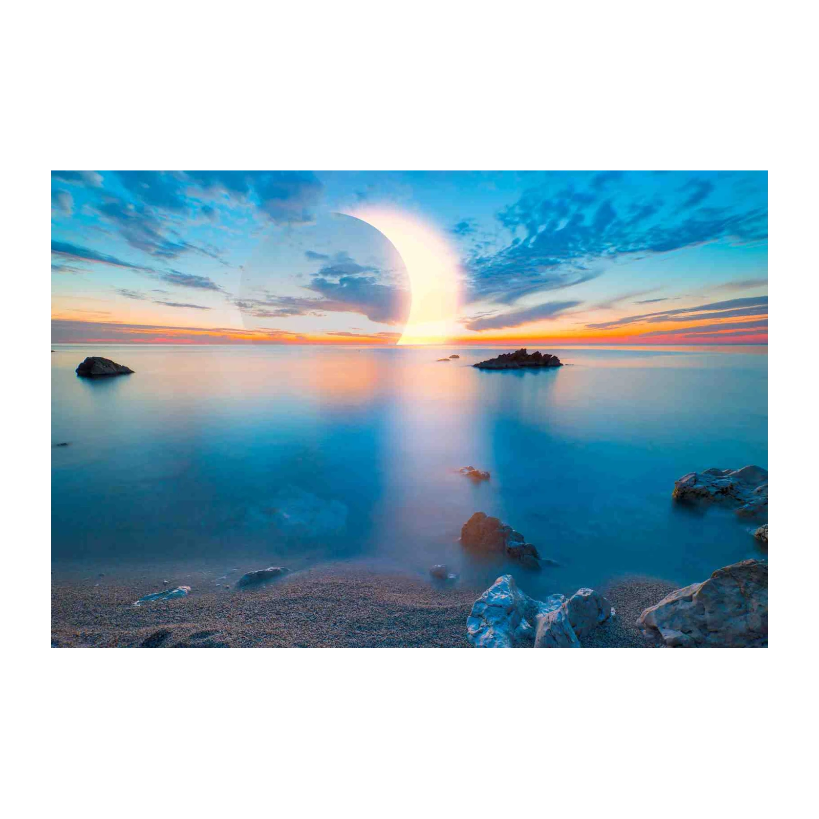 Eclipse Over Tranquil Ocean Wall Art
