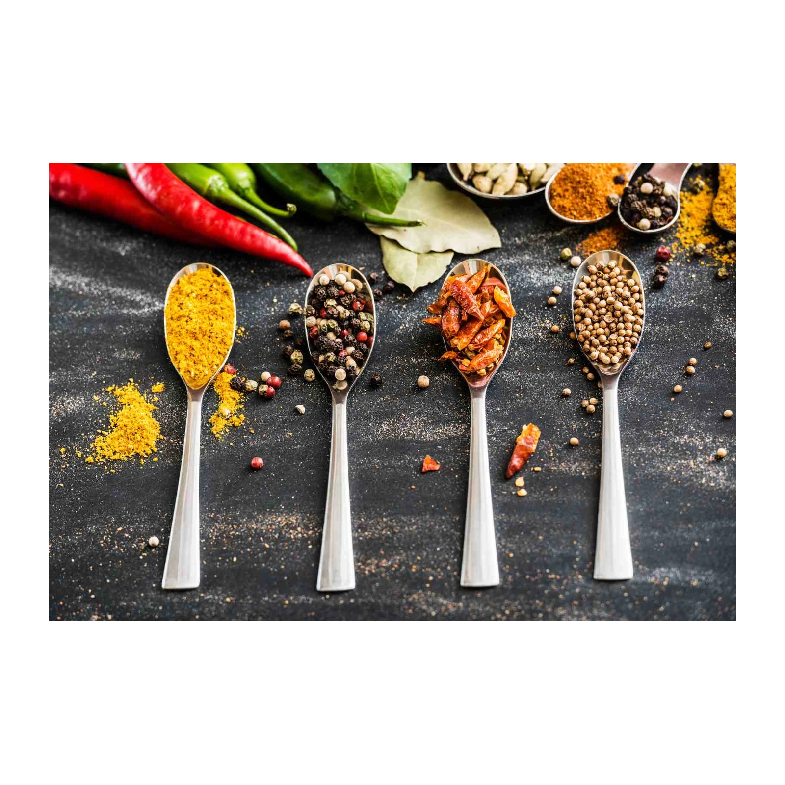 Vibrant Spices on Spoons Wall Art