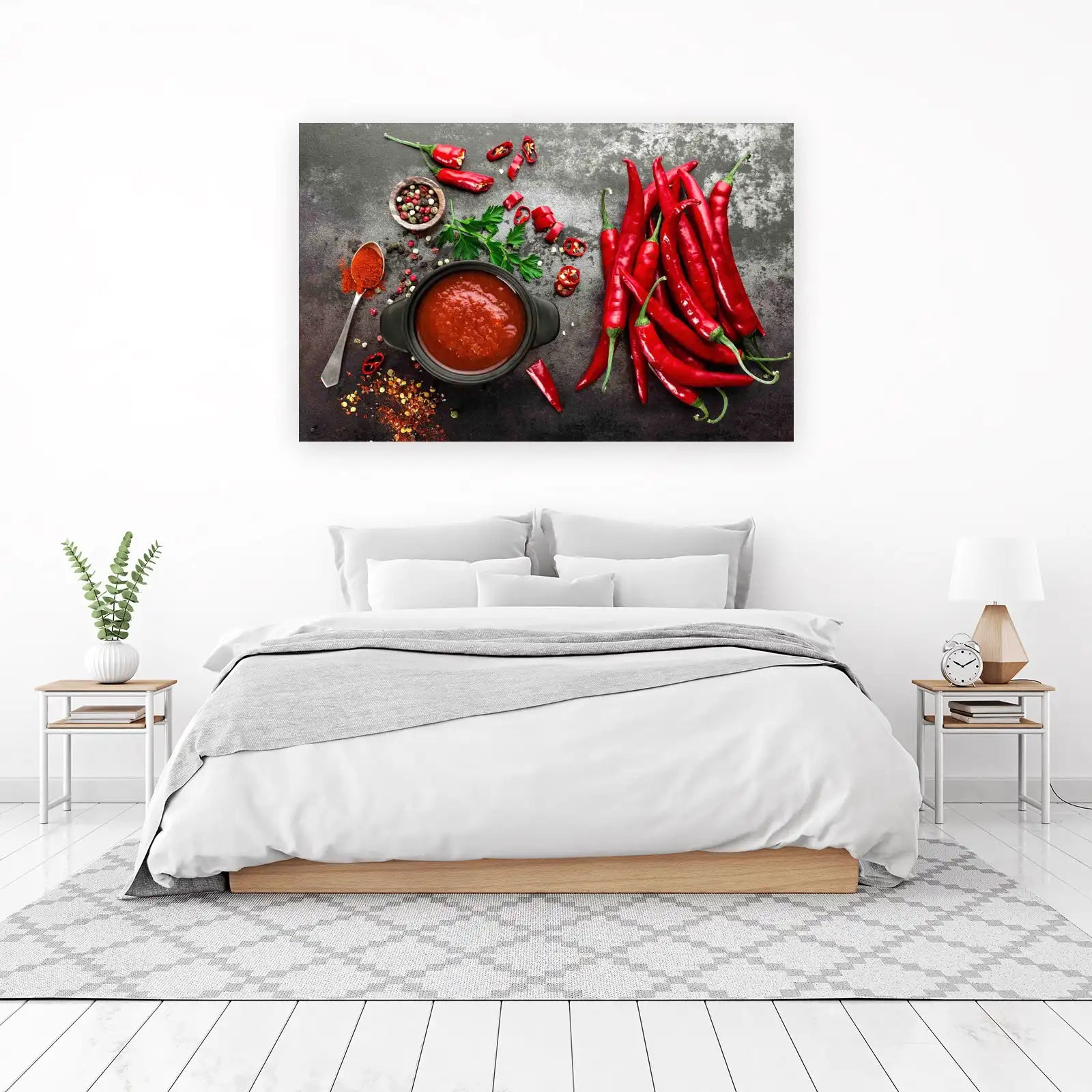 Vibrant Red Chili Pepper & Sauce Wall Art
