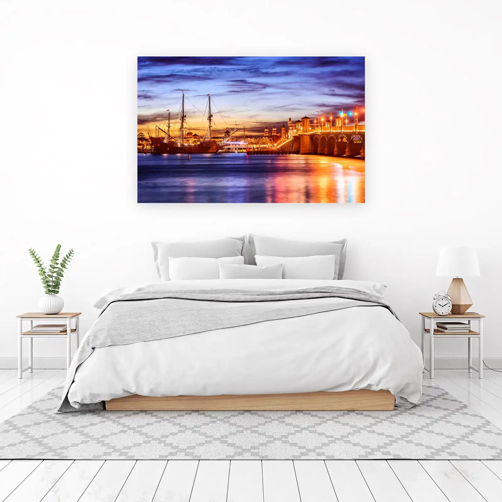 Historic Harbor Twilight Ship Wall Art