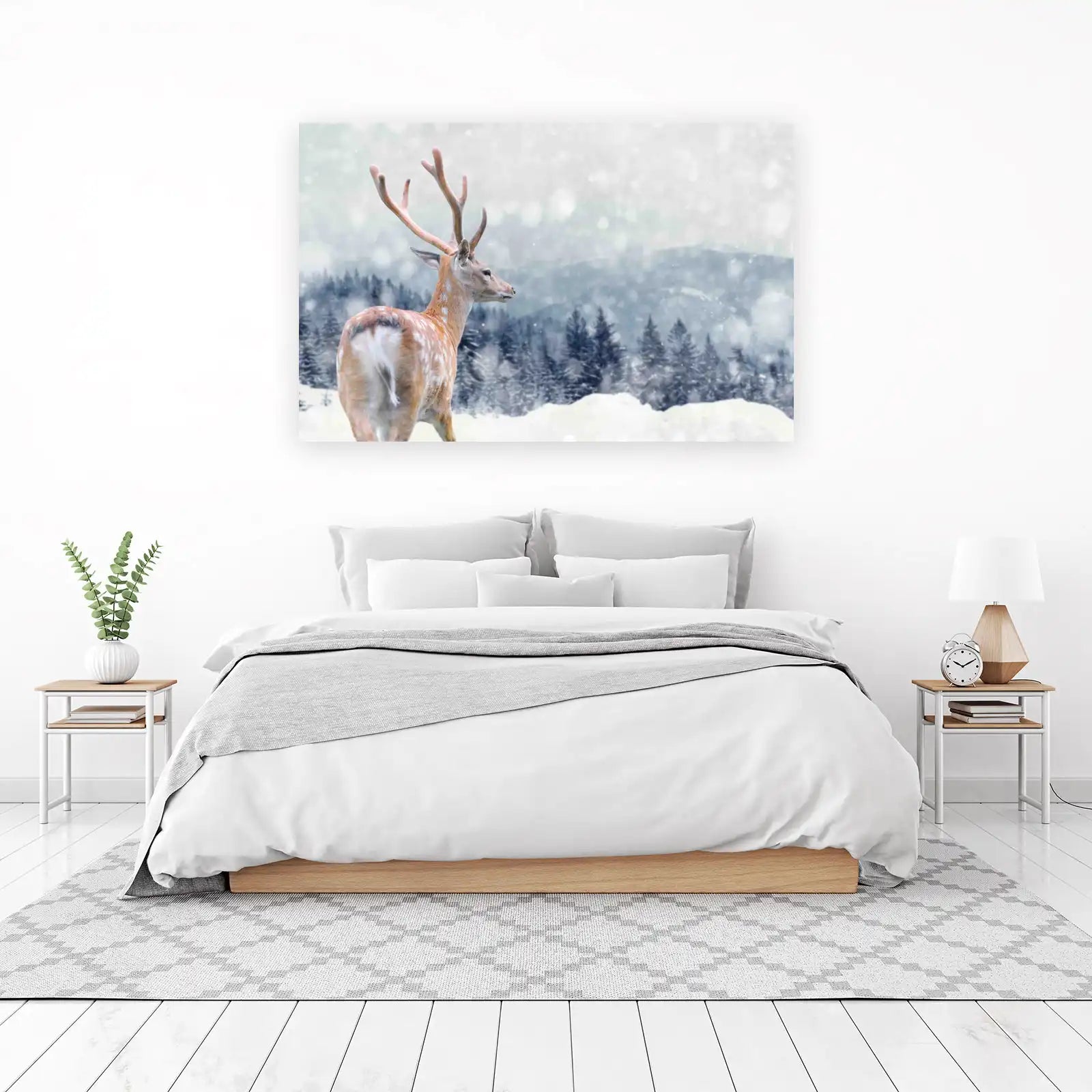 Majestic Deer Snowy Landscape Wall Art