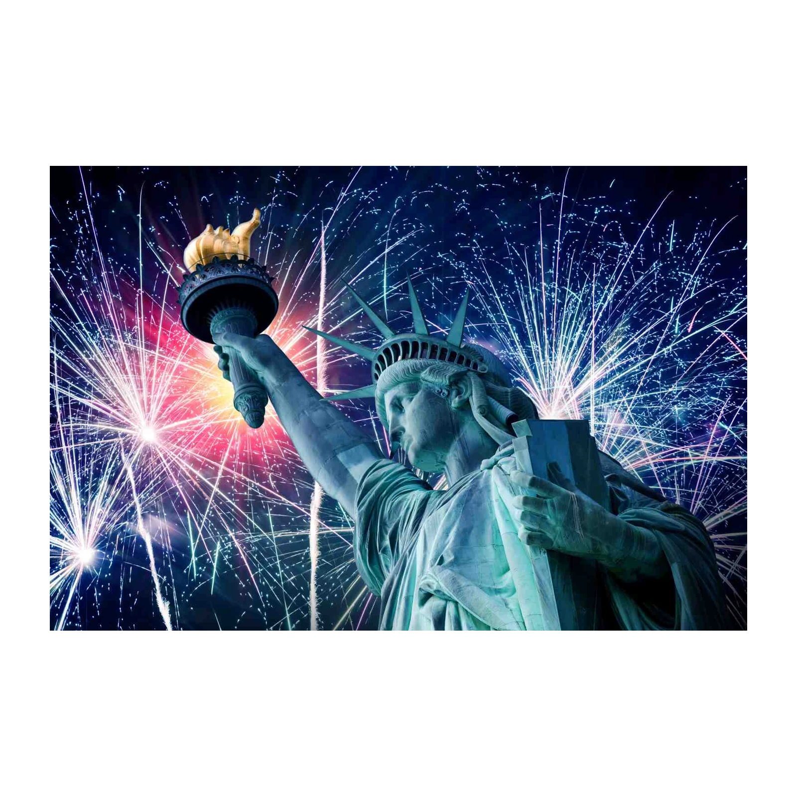 Patriotic Statue of Liberty Fireworks Wall Art