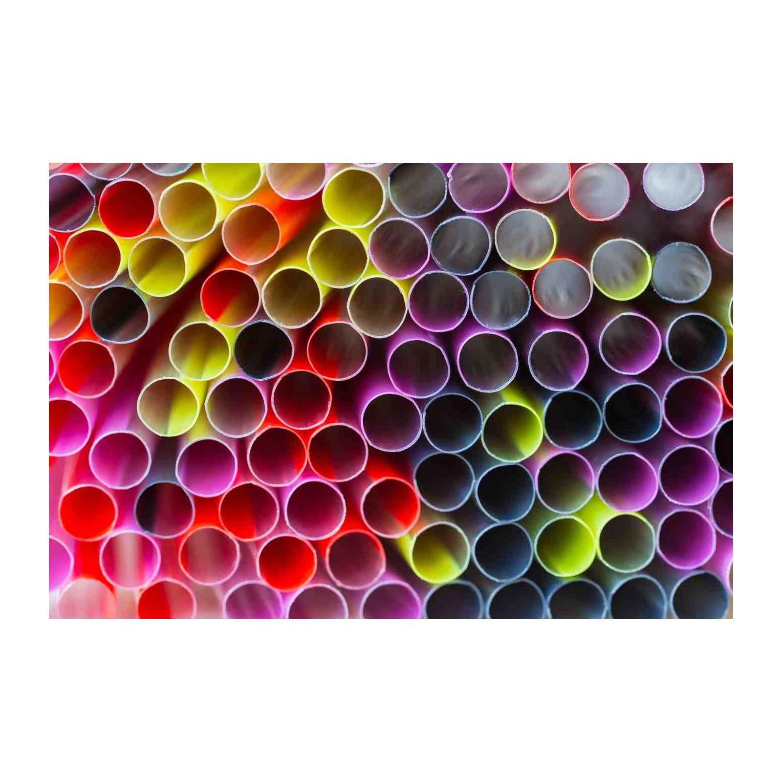 Vibrant Rainbow Straws Abstract Wall Art