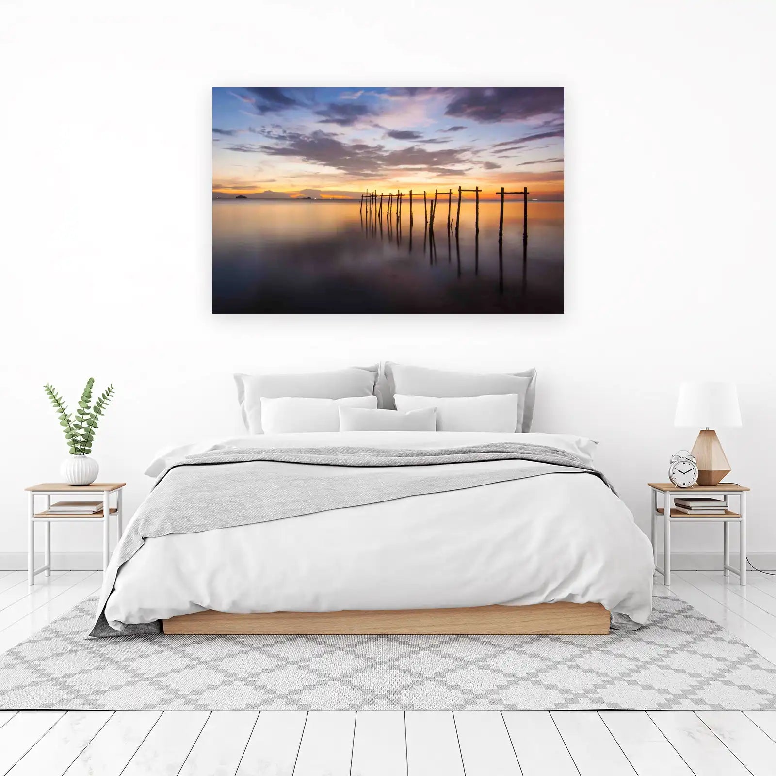 Serene Sunset Pier Serenity Wall Art