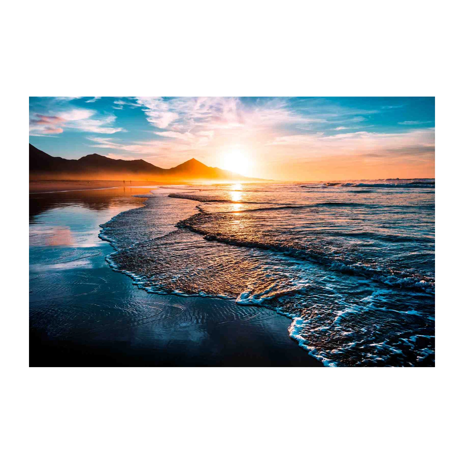 Golden Sunset Beach Waves Wall Art