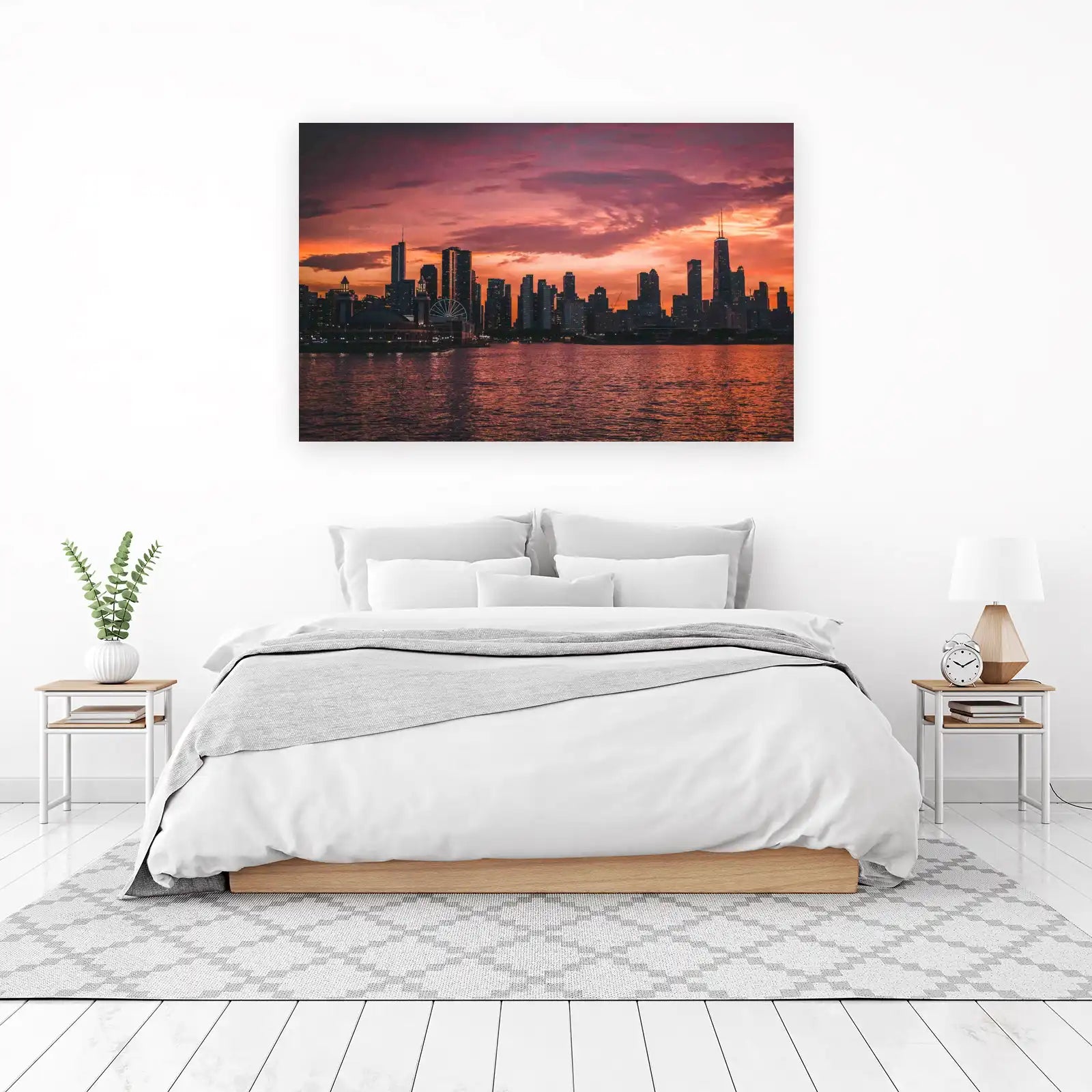 Chicago Skyline Sunset Wall Art
