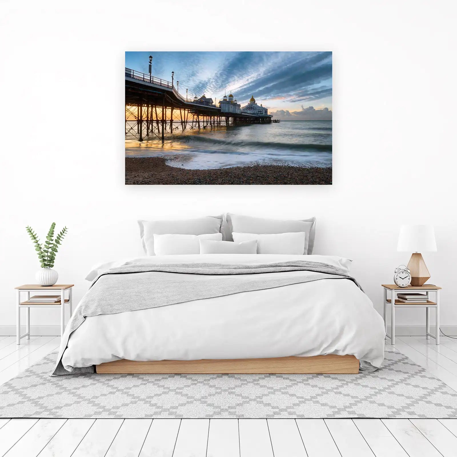 Seaside Pier Sunset Wall Art