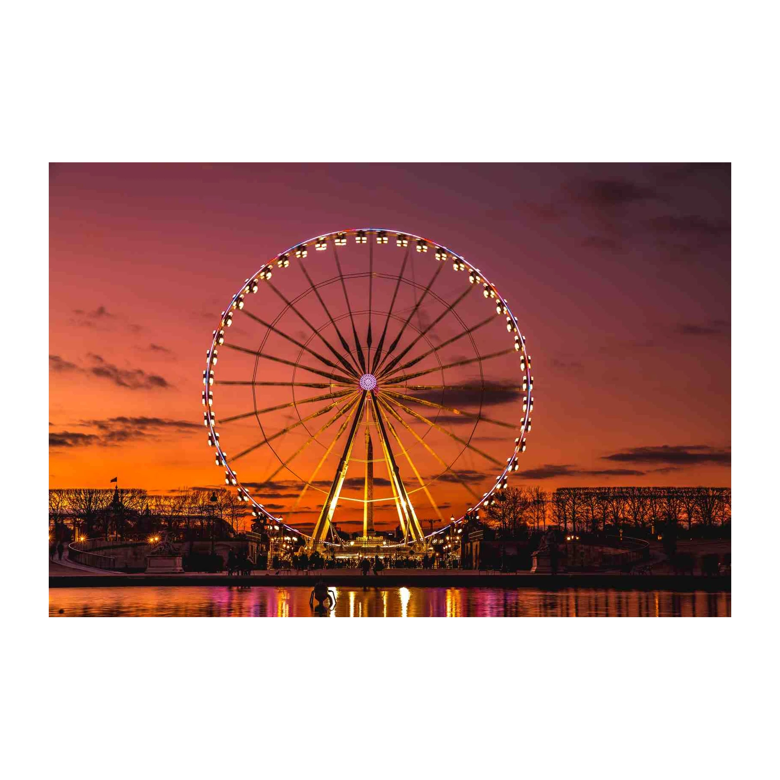 Parisian Ferris Wheel Sunset Wall Art