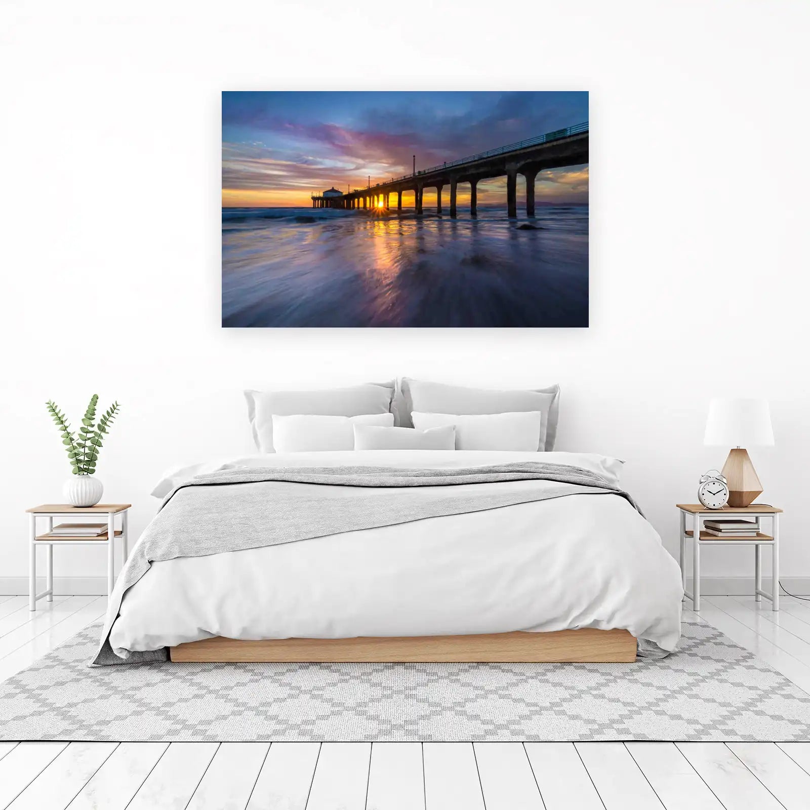 Sunset Pier Ocean Wall Art for Coastal Vibes