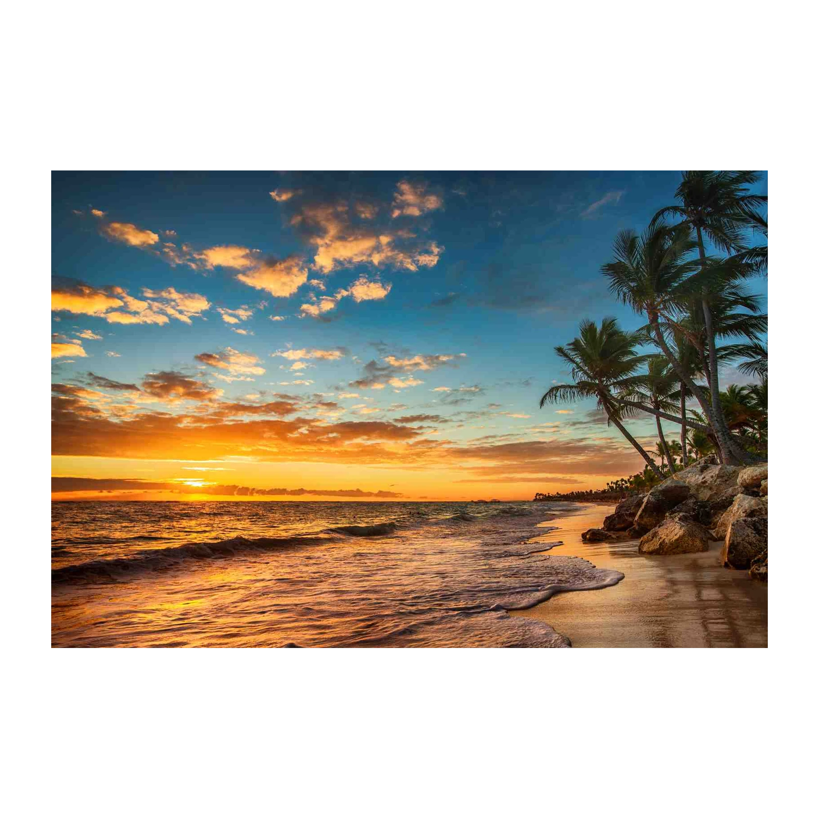 Tropical Sunset Beach Palm Trees Wall Art