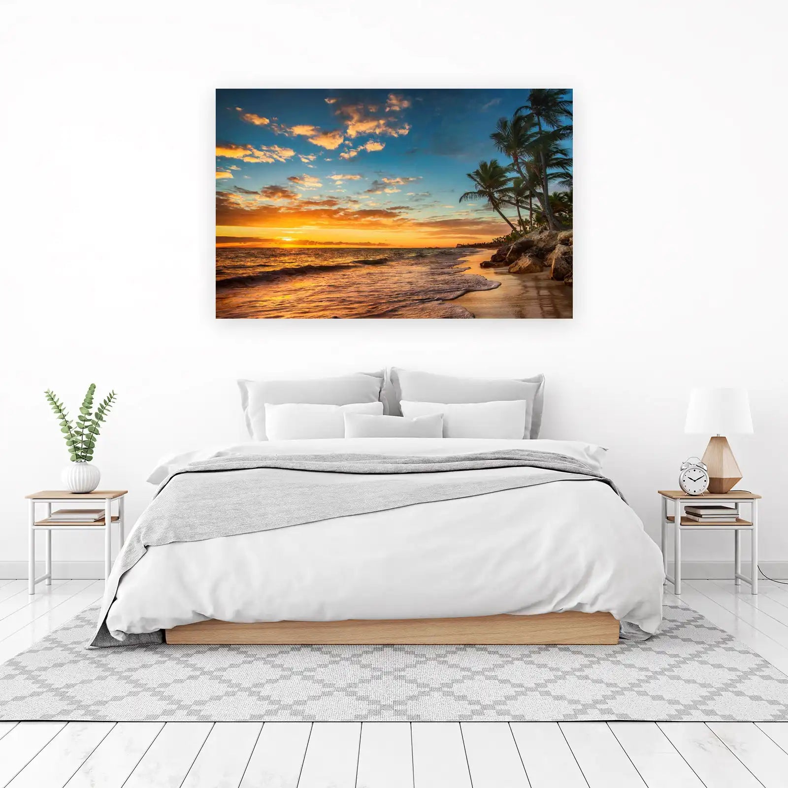 Tropical Sunset Beach Palm Trees Wall Art