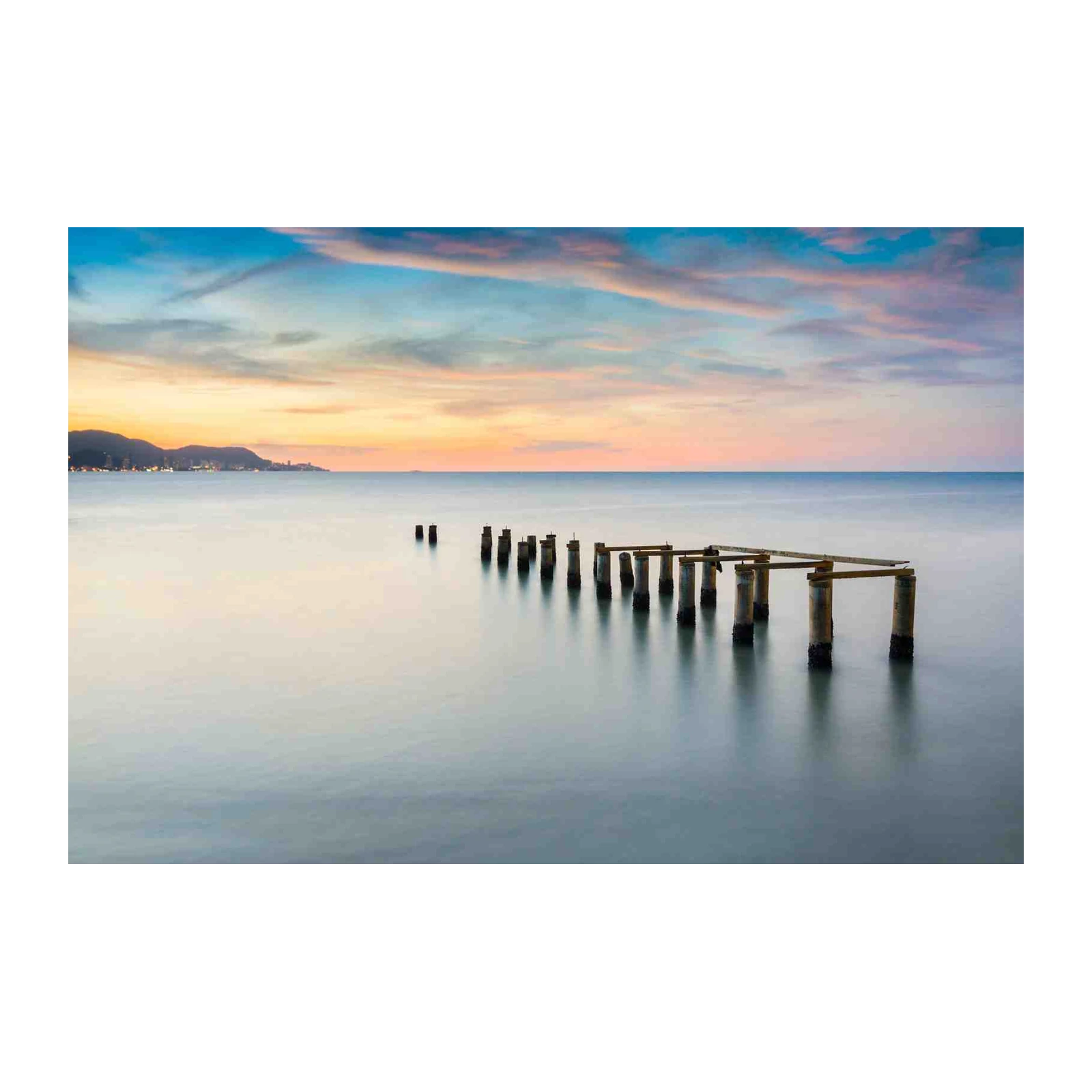 Serene Pier Sunset Ocean Wall Art