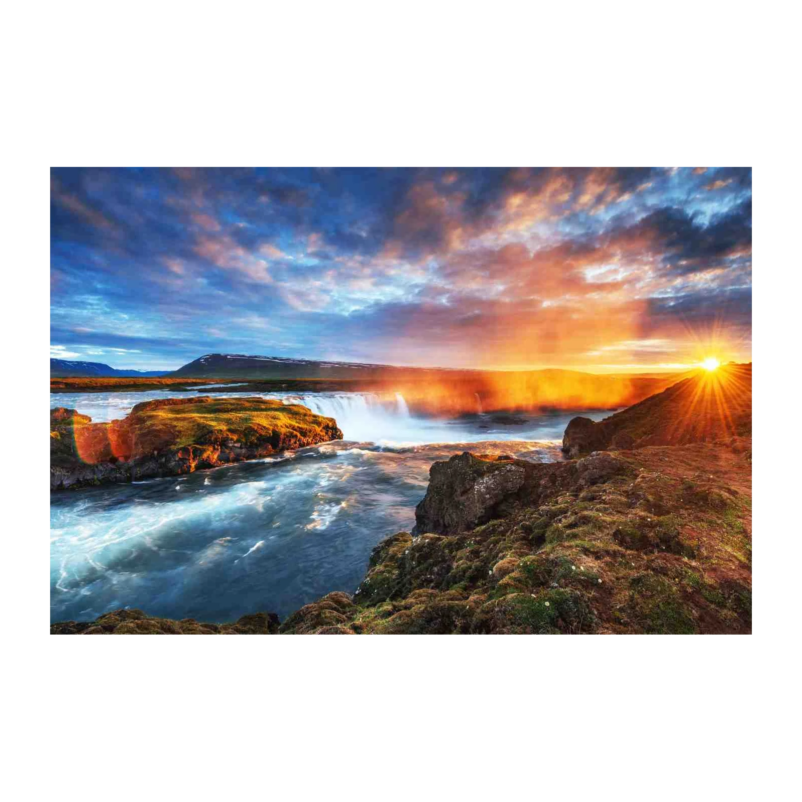 Majestic Waterfall Sunset Iceland Wall Art