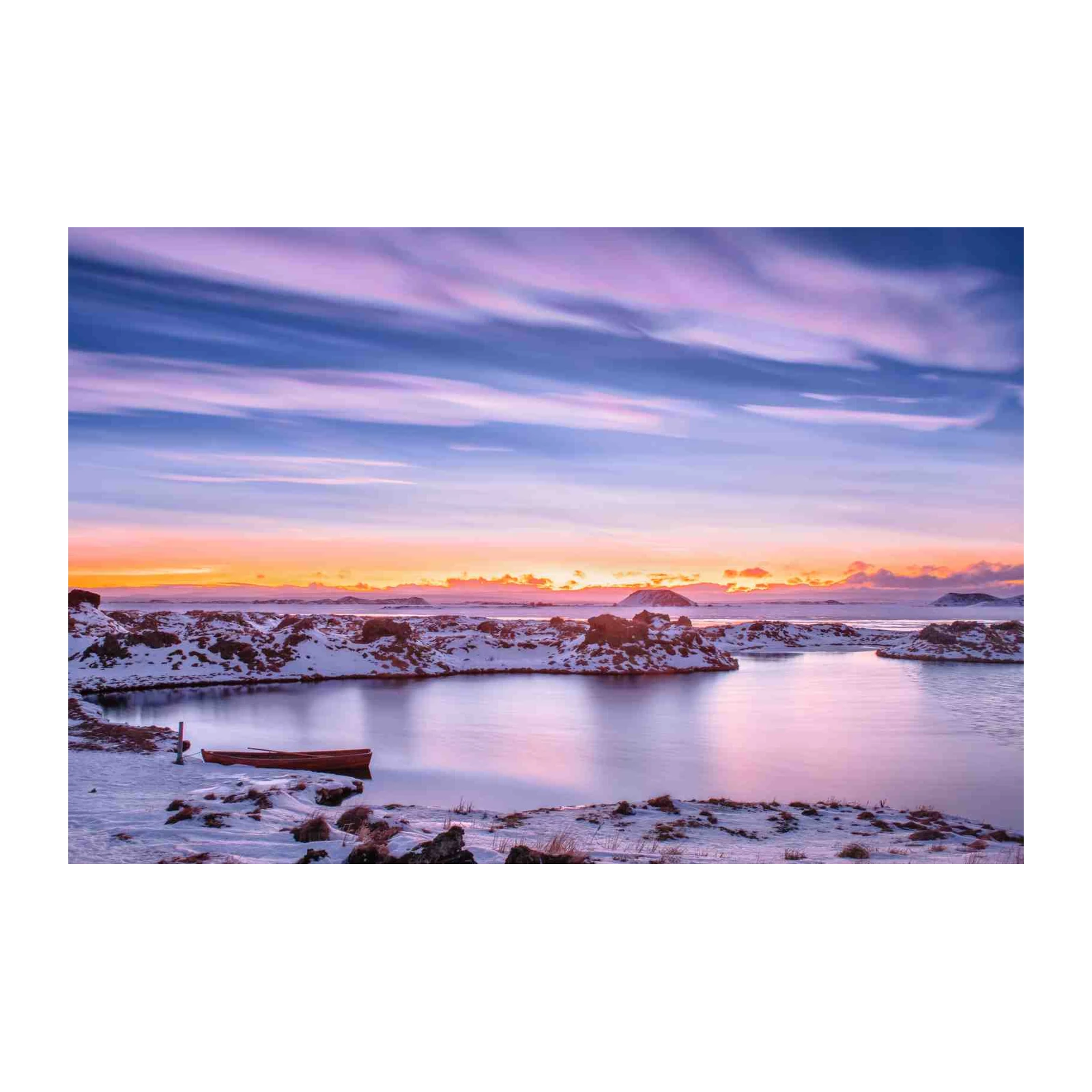 Serene Icelandic Sunset Boat Wall Art