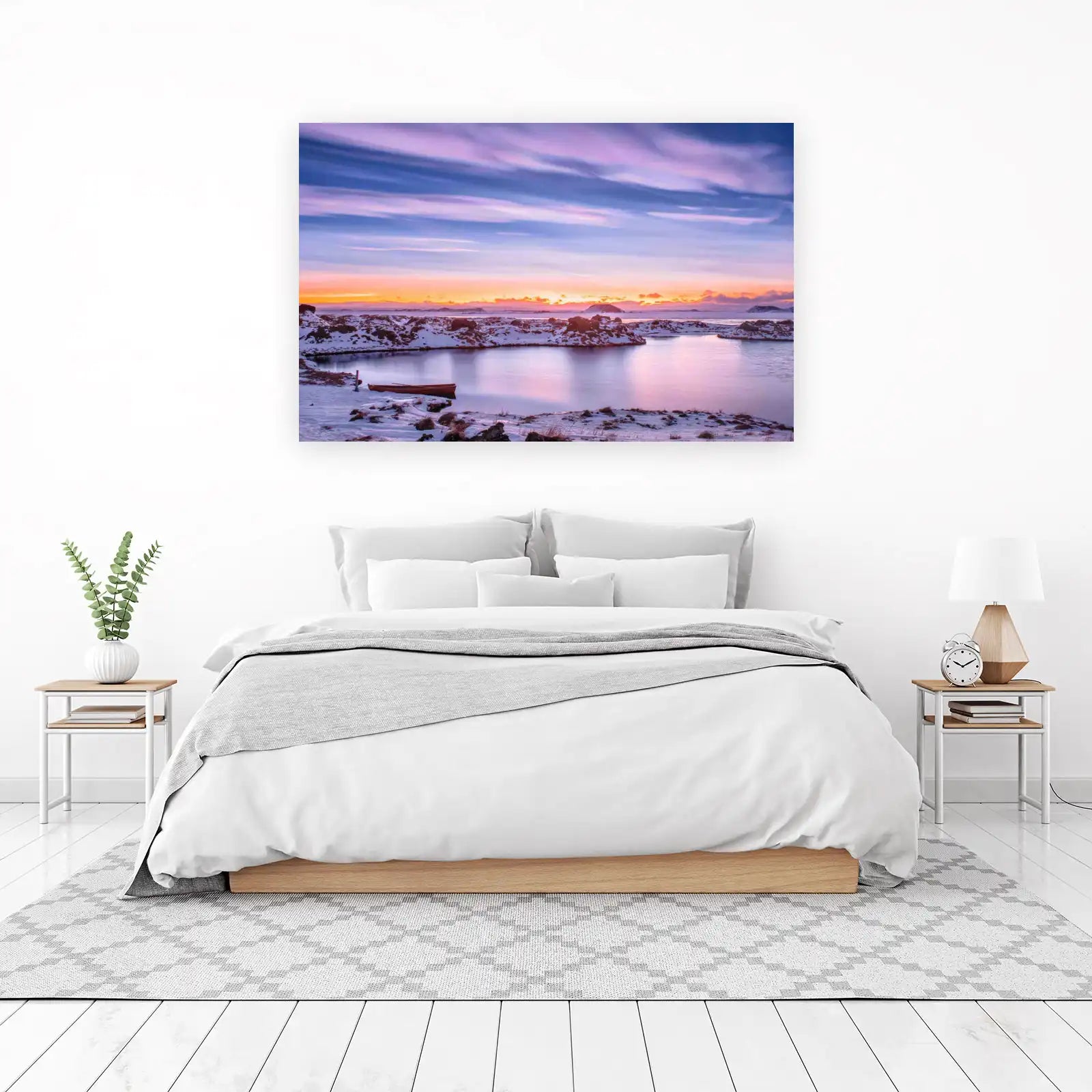 Serene Icelandic Sunset Boat Wall Art
