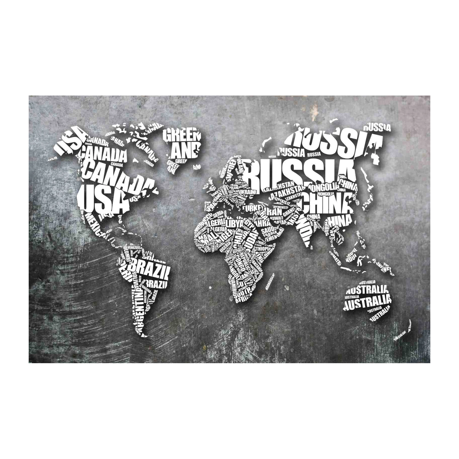 Typography World Map Wall Art