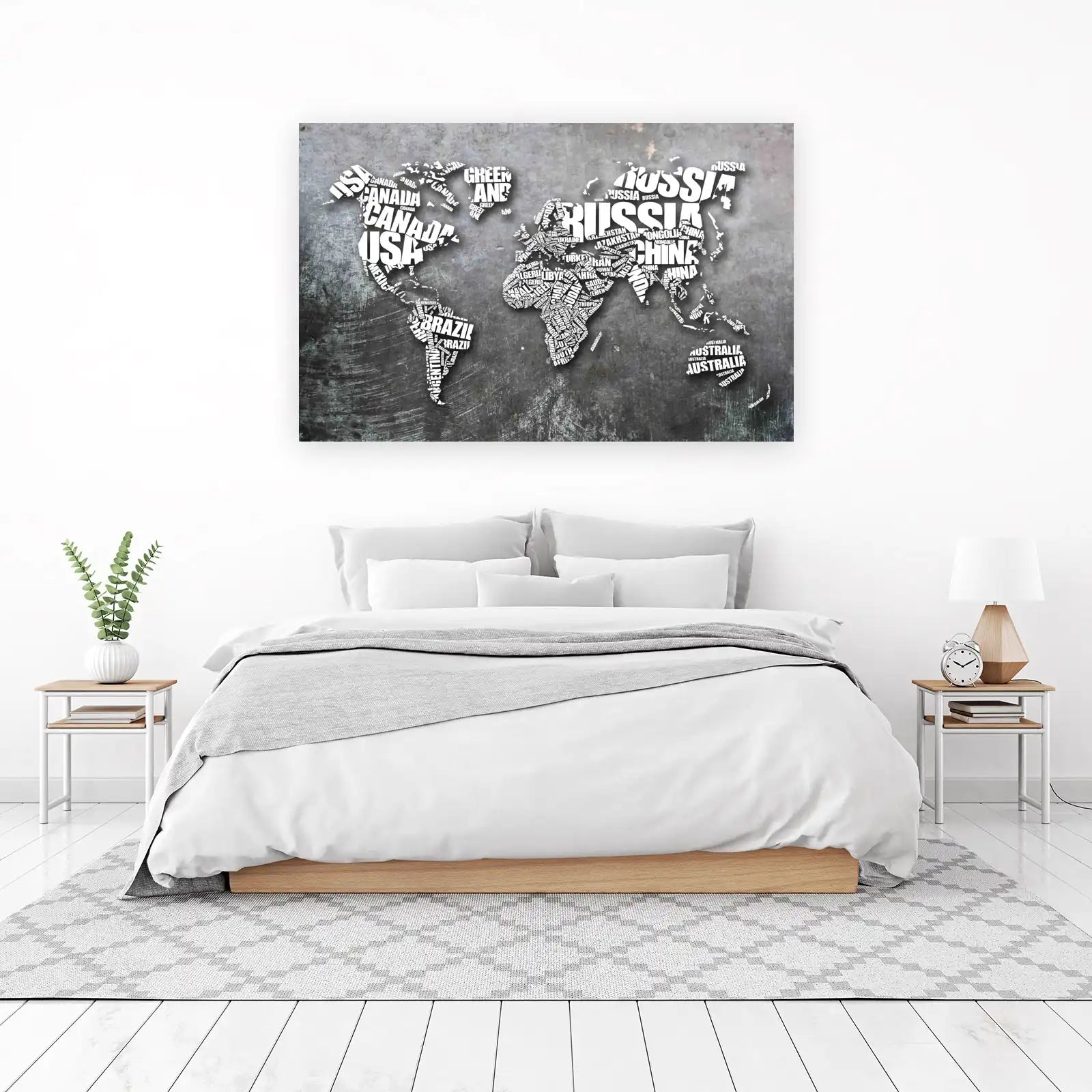 Typography World Map Wall Art