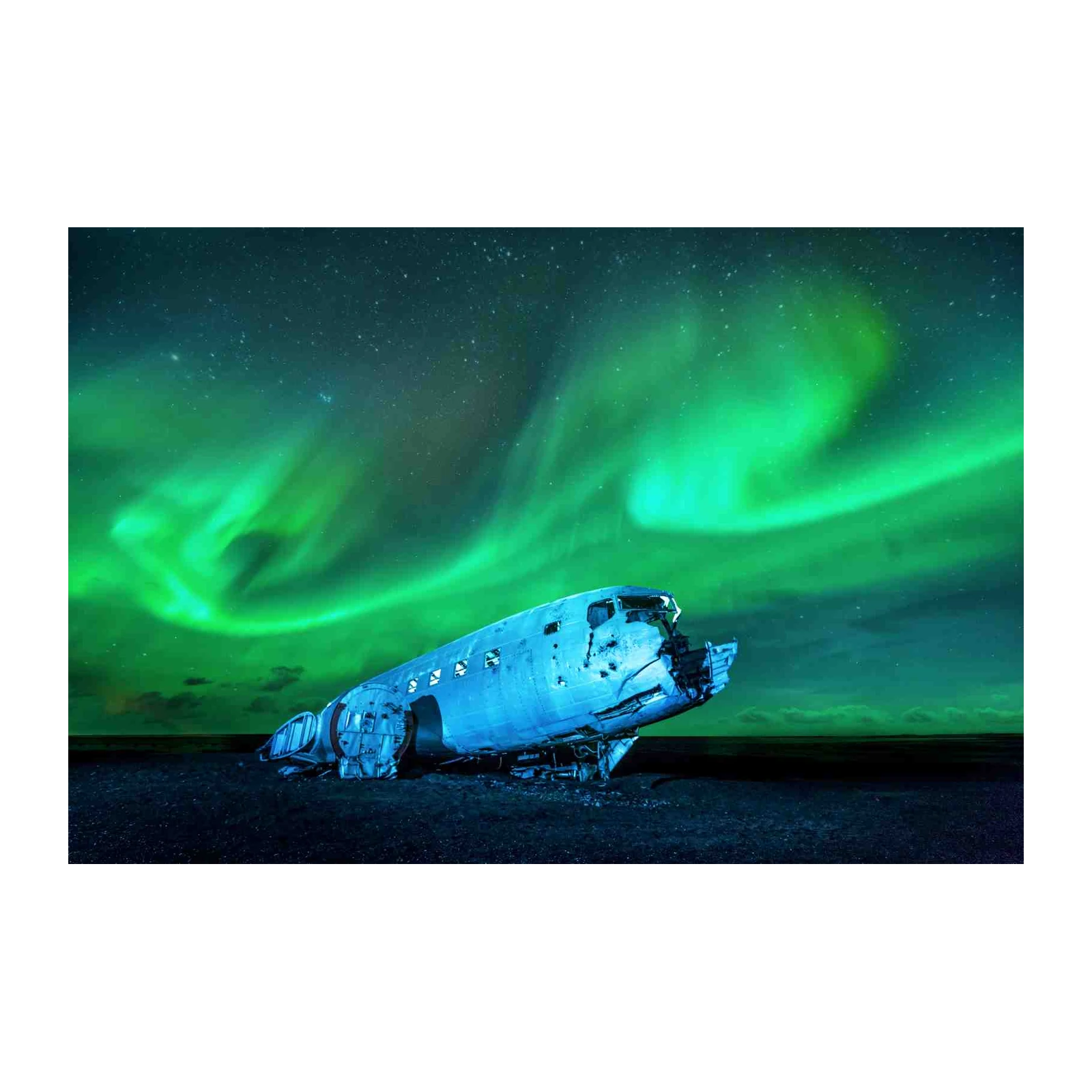Aurora Iceland Plane Wreck Wall Art