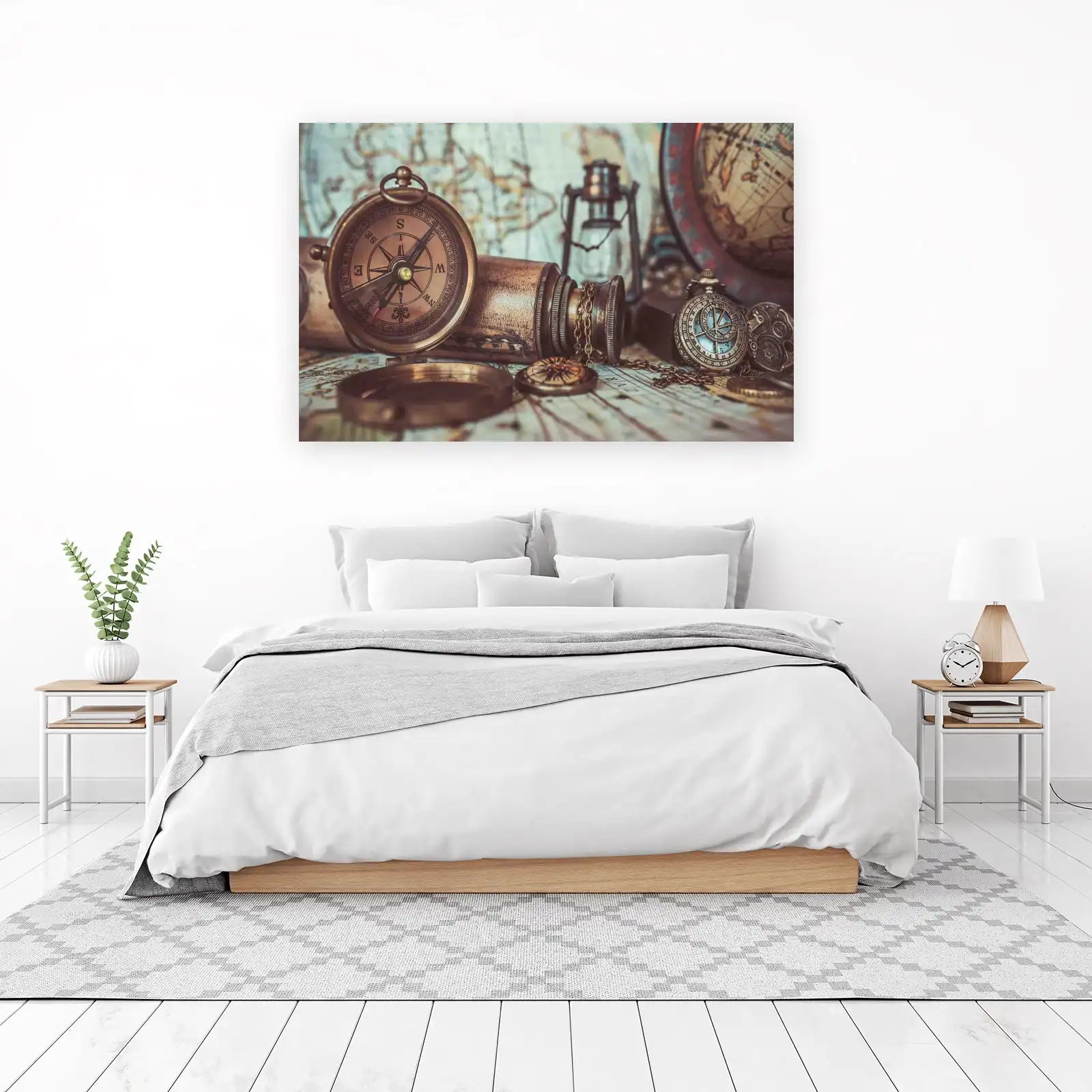 Vintage Travel Compass & Spyglass Wall Art