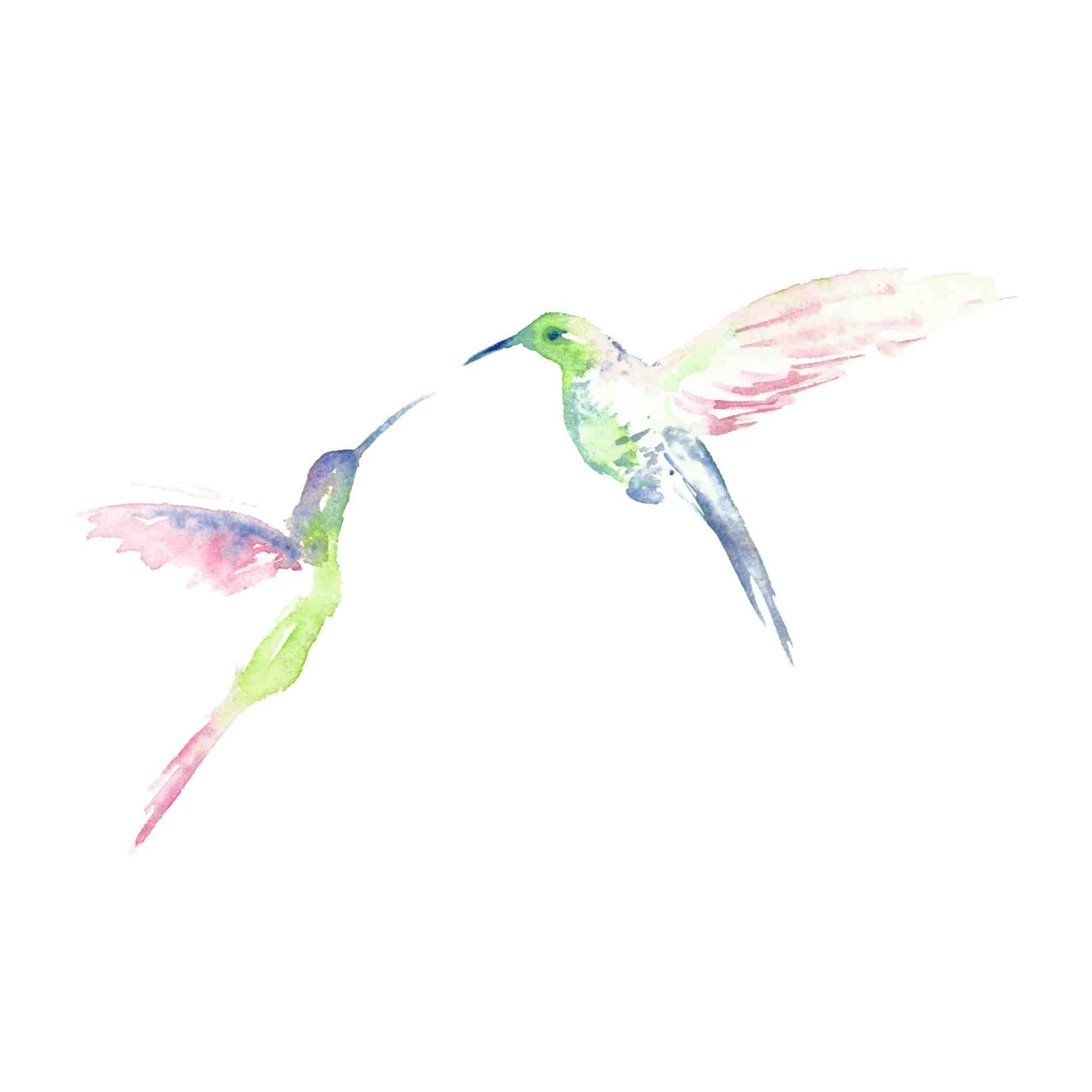 Elegant Hummingbirds Watercolor Wall Art