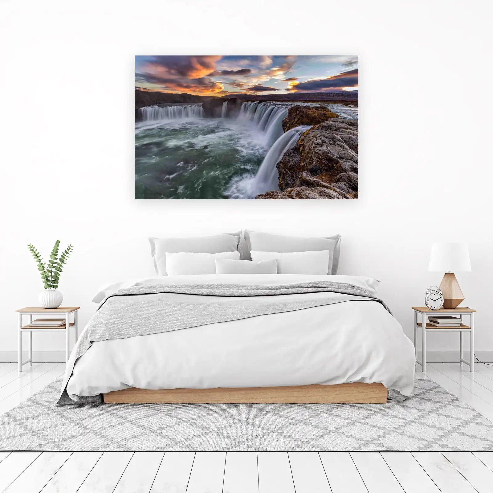 Majestic Waterfall Sunset Wall Art