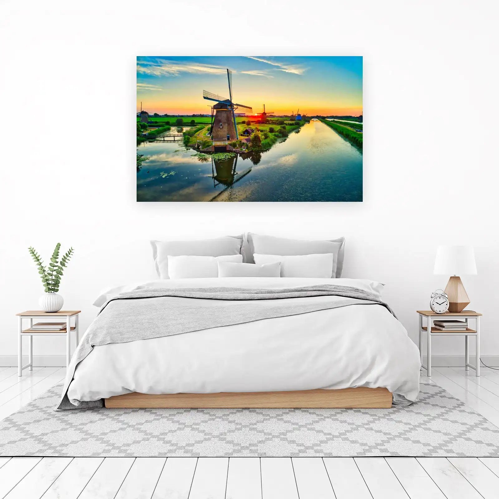 Dutch Windmills Sunset Wall Art