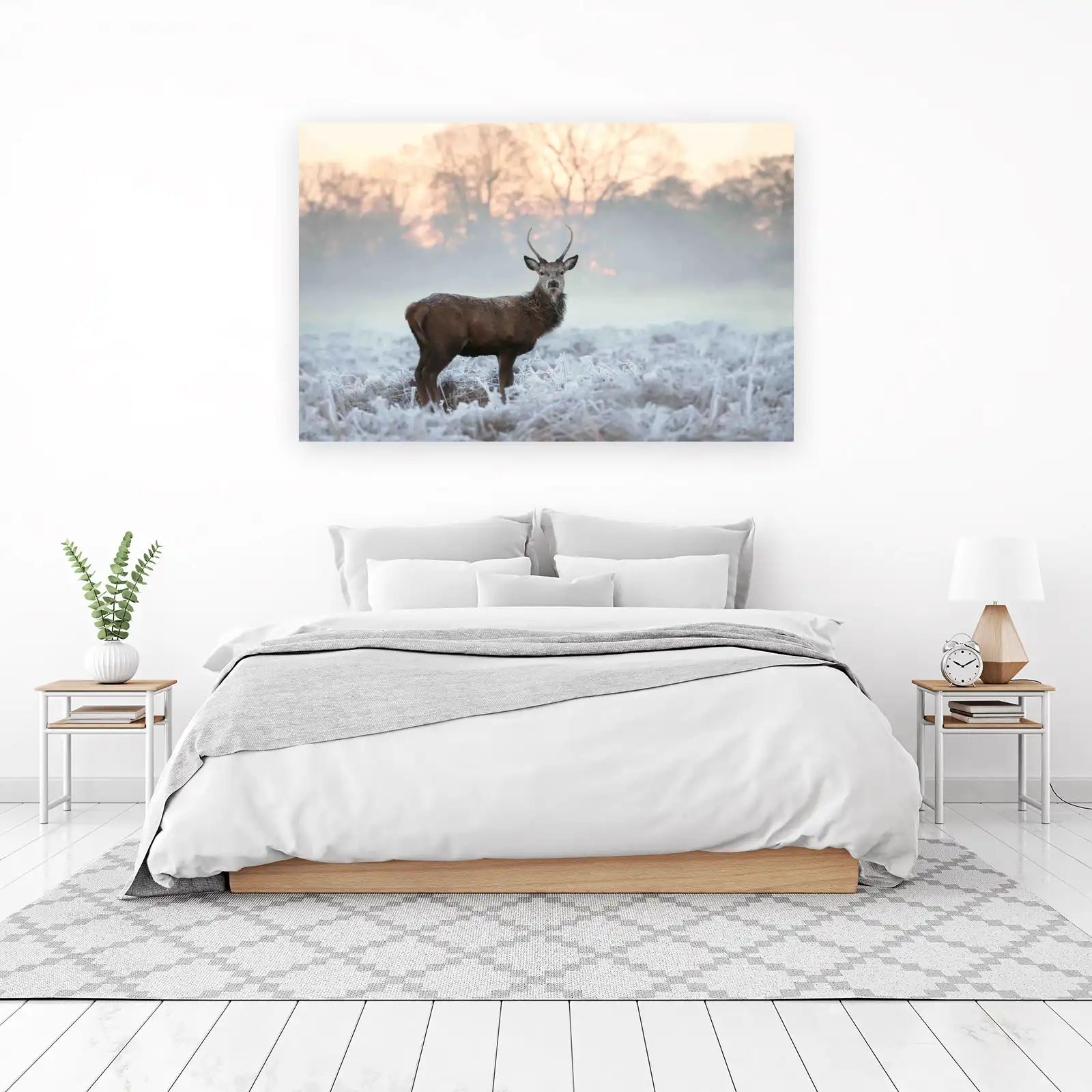 Majestic Stag in Frosty Landscape Wall Art