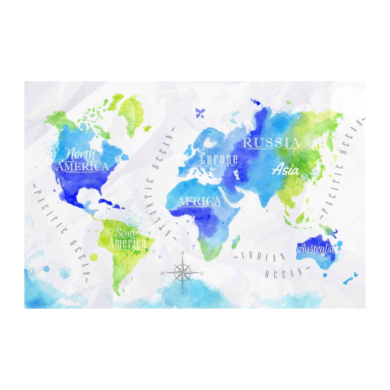 Watercolor World Map Wall Art for Modern Homes