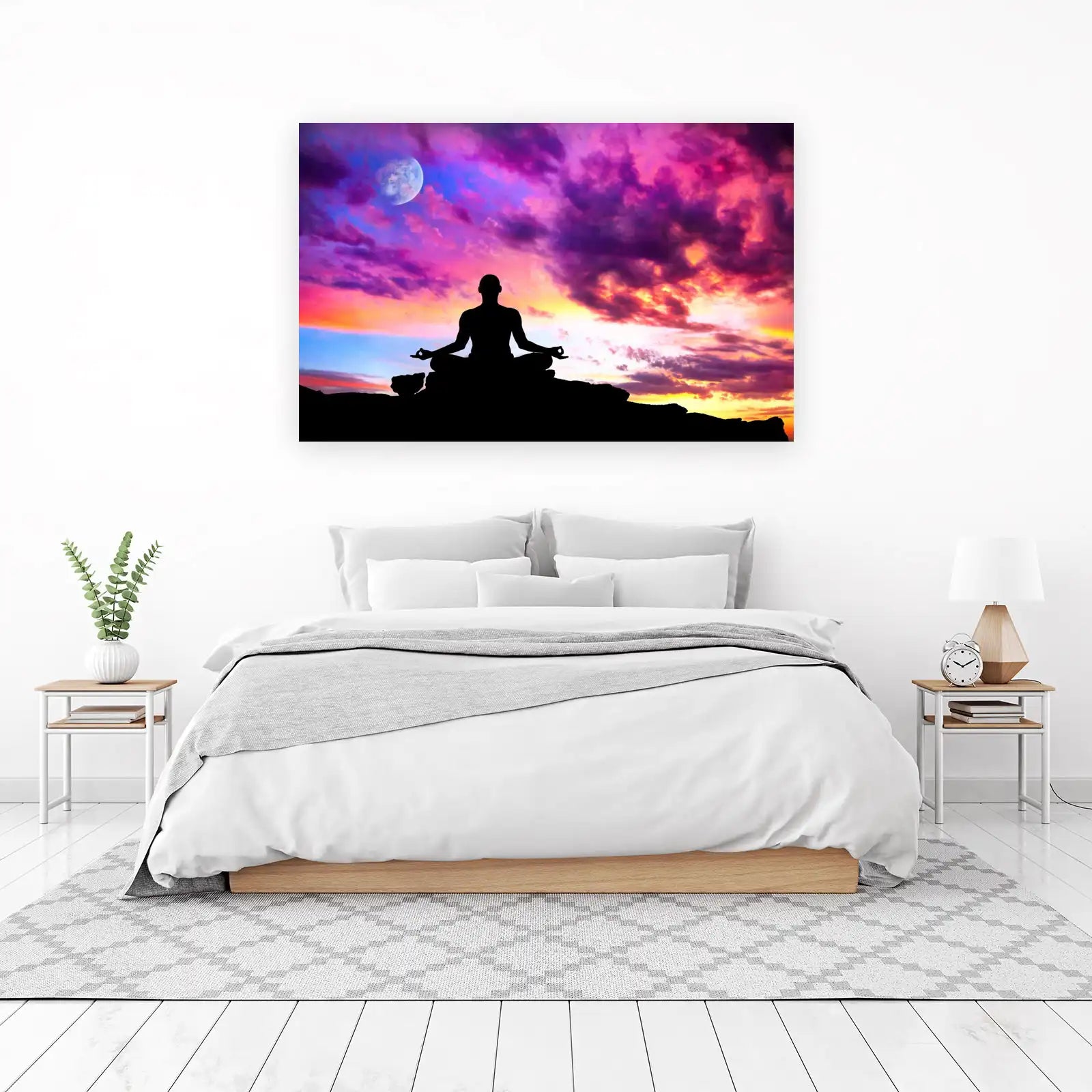 Zen Sunset Yoga Silhouette Wall Art