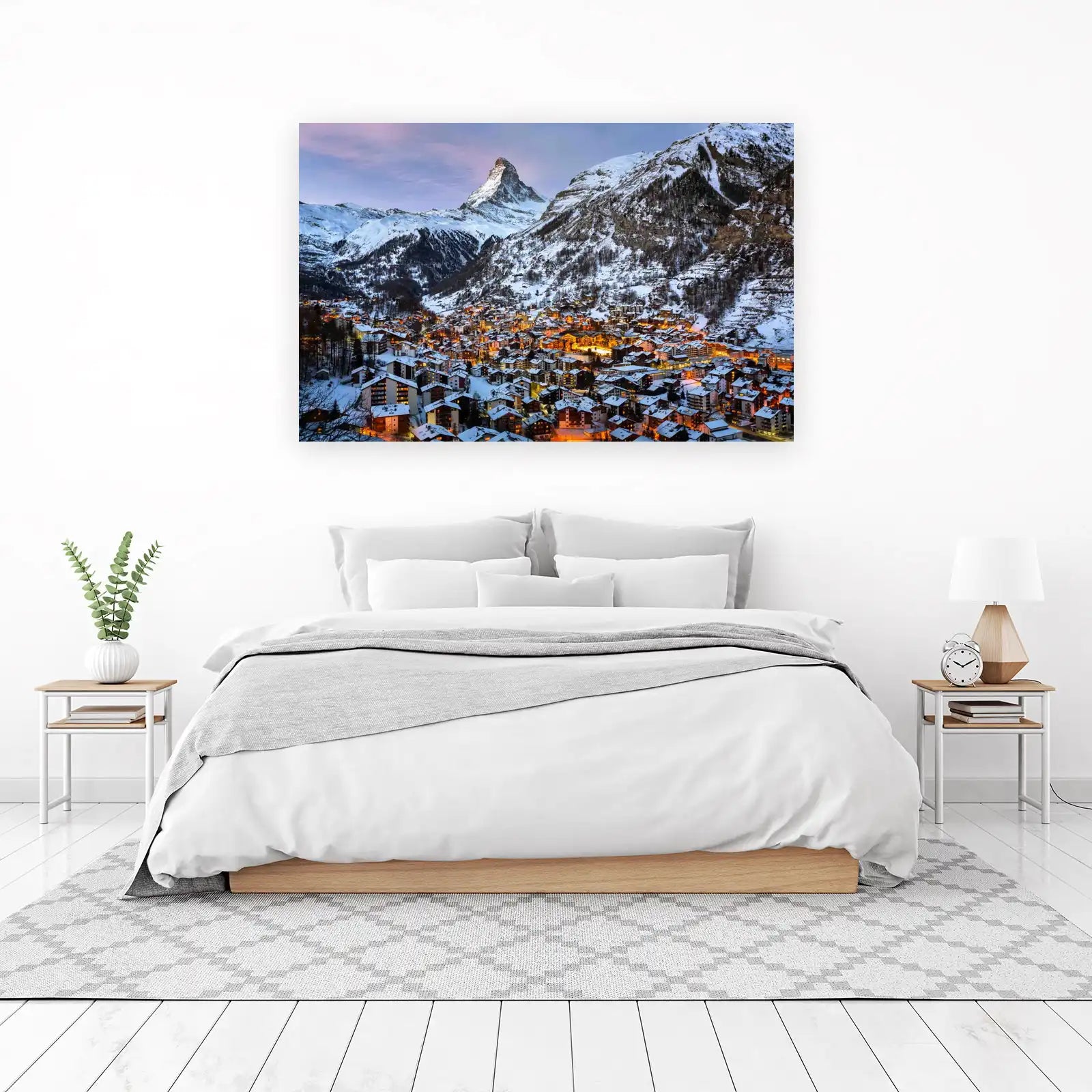 Majestic Matterhorn Village Winter Wall Art