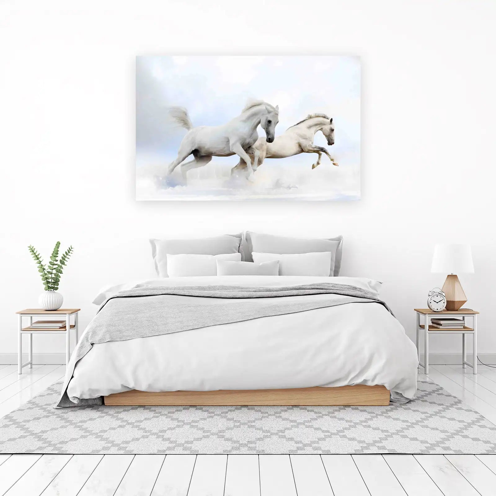 Majestic White Horses Gallop Wall Art