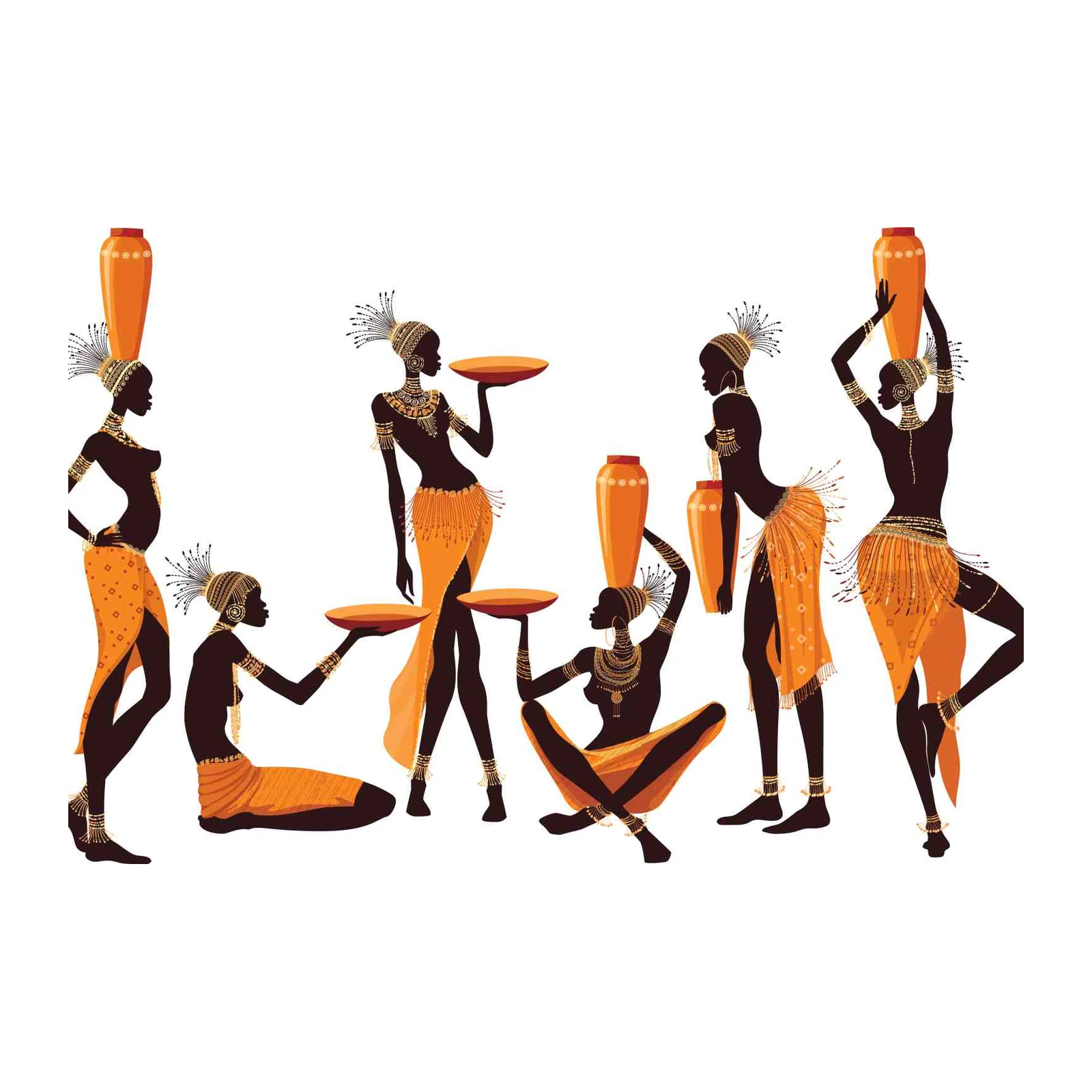 African Women Silhouette Wall Art - Tribal Art
