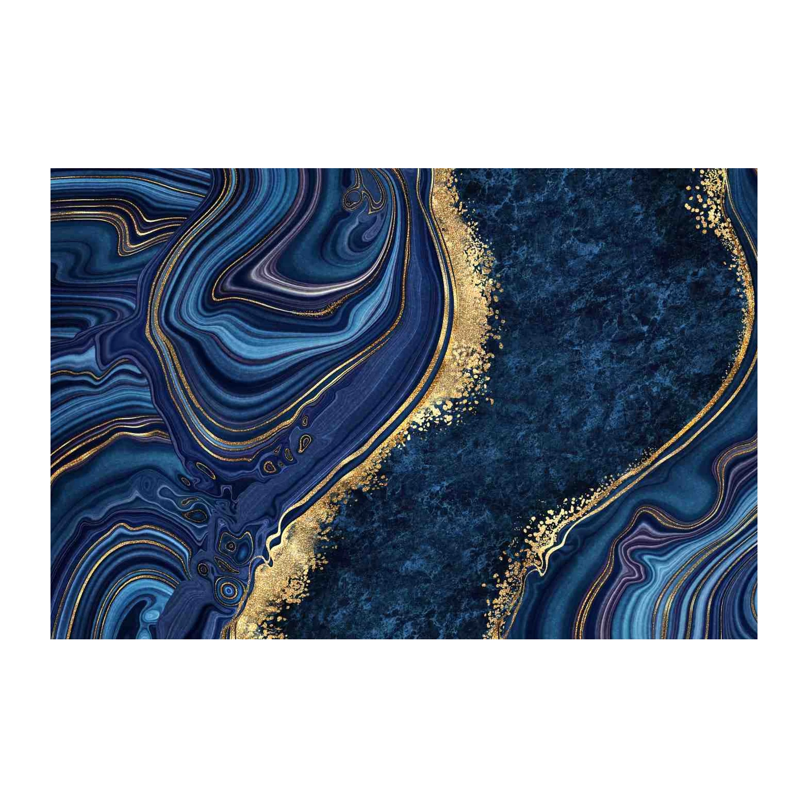Luxurious Blue Agate Gold Swirl Wall Art