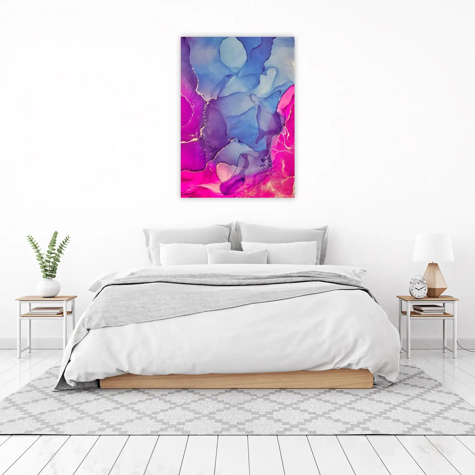 Vibrant Magenta & Blue Abstract Fluid Art Wall Art