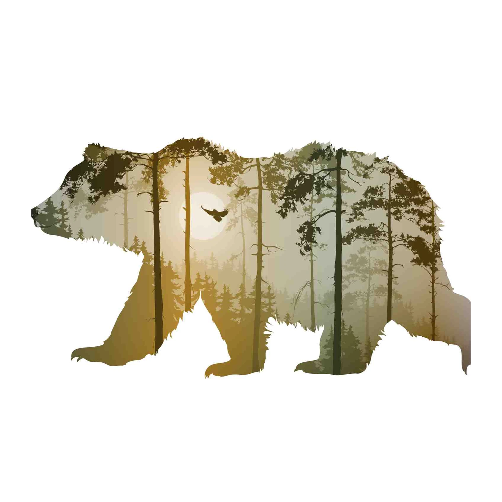 Majestic Bear Forest Scene Wall Art