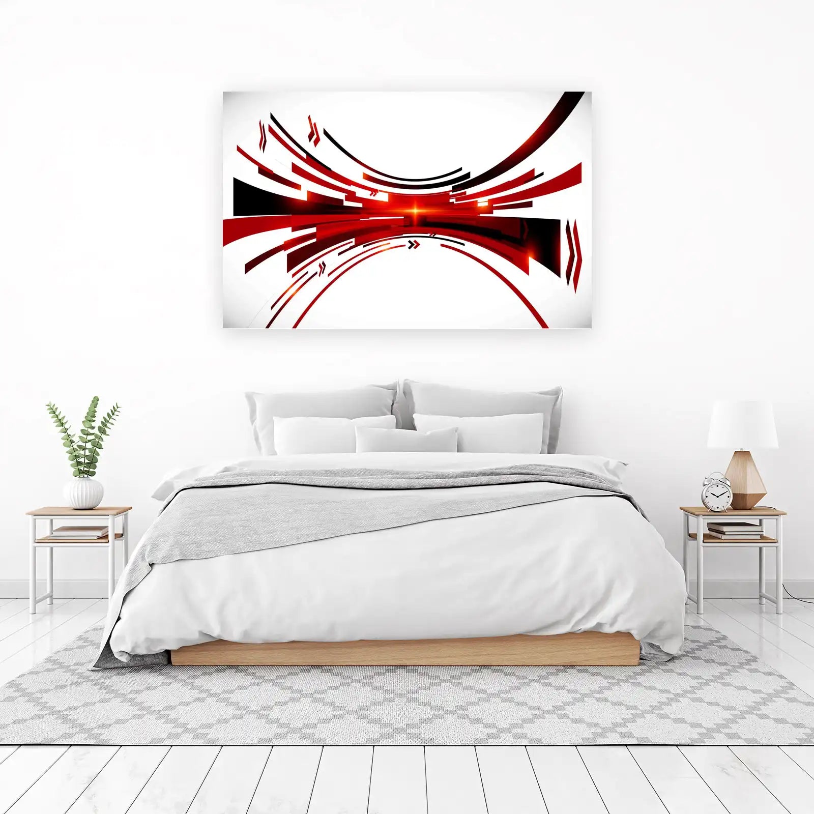 Dynamic Red Abstract Speed Lines Wall Art