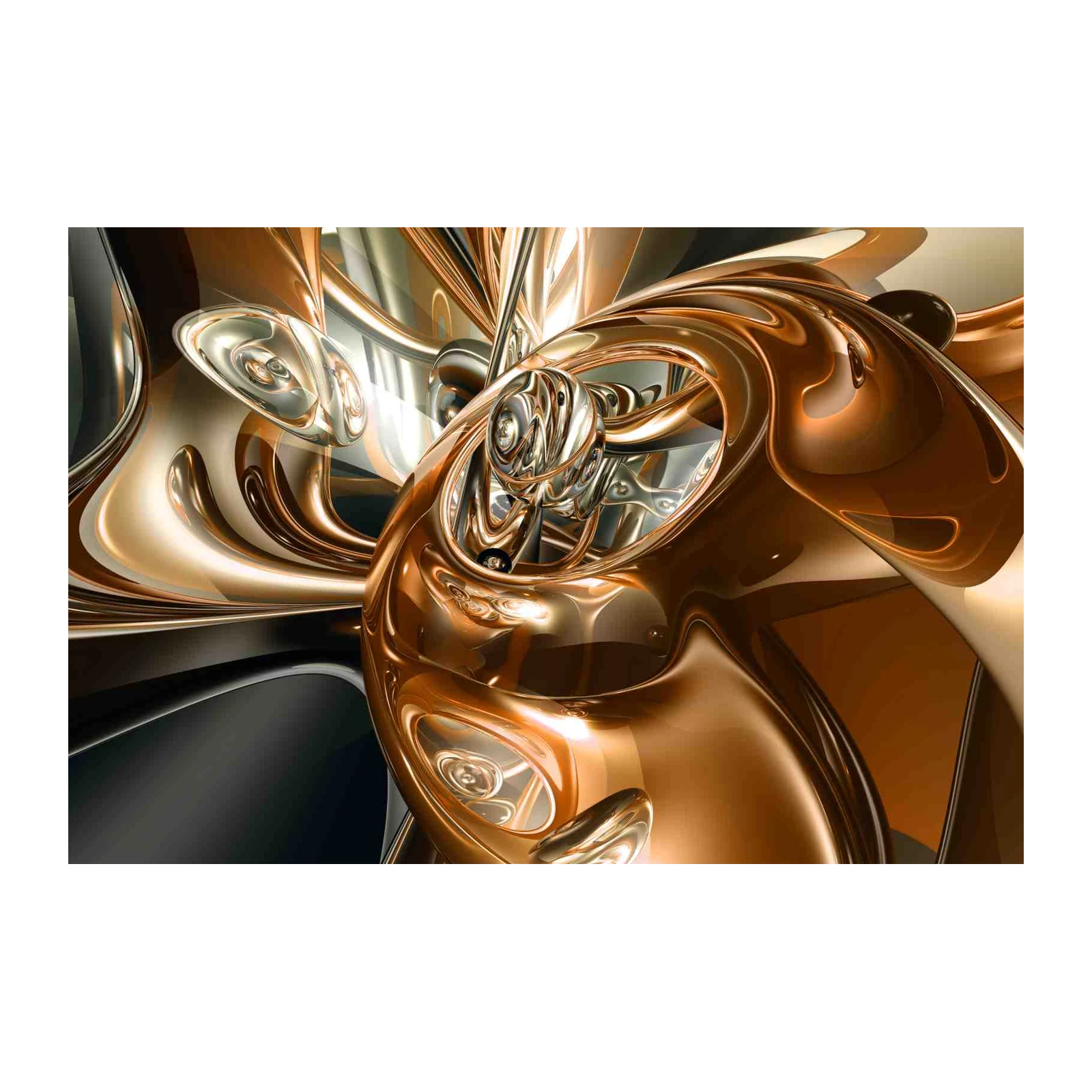 Abstract Gold & Chrome Fluid Art Wall Art