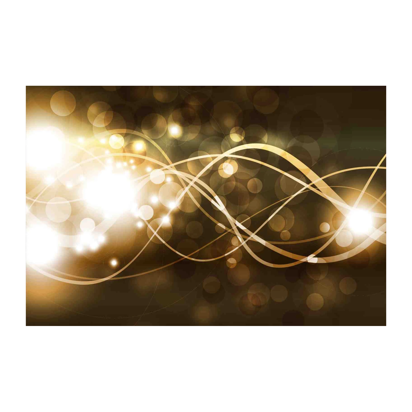 Golden Bokeh Swirls Abstract Wall Art