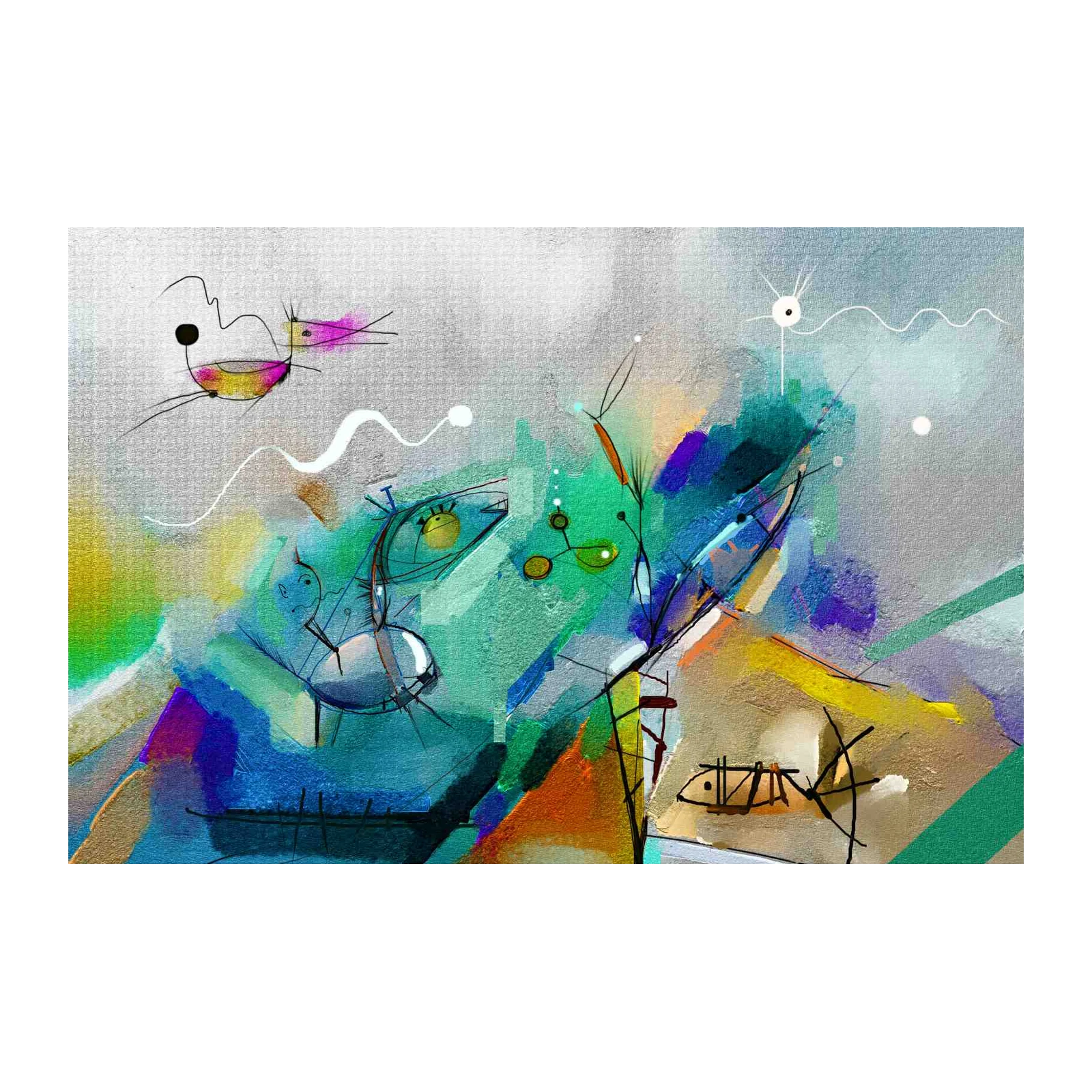 Abstract Whimsical Creatures Wall Art