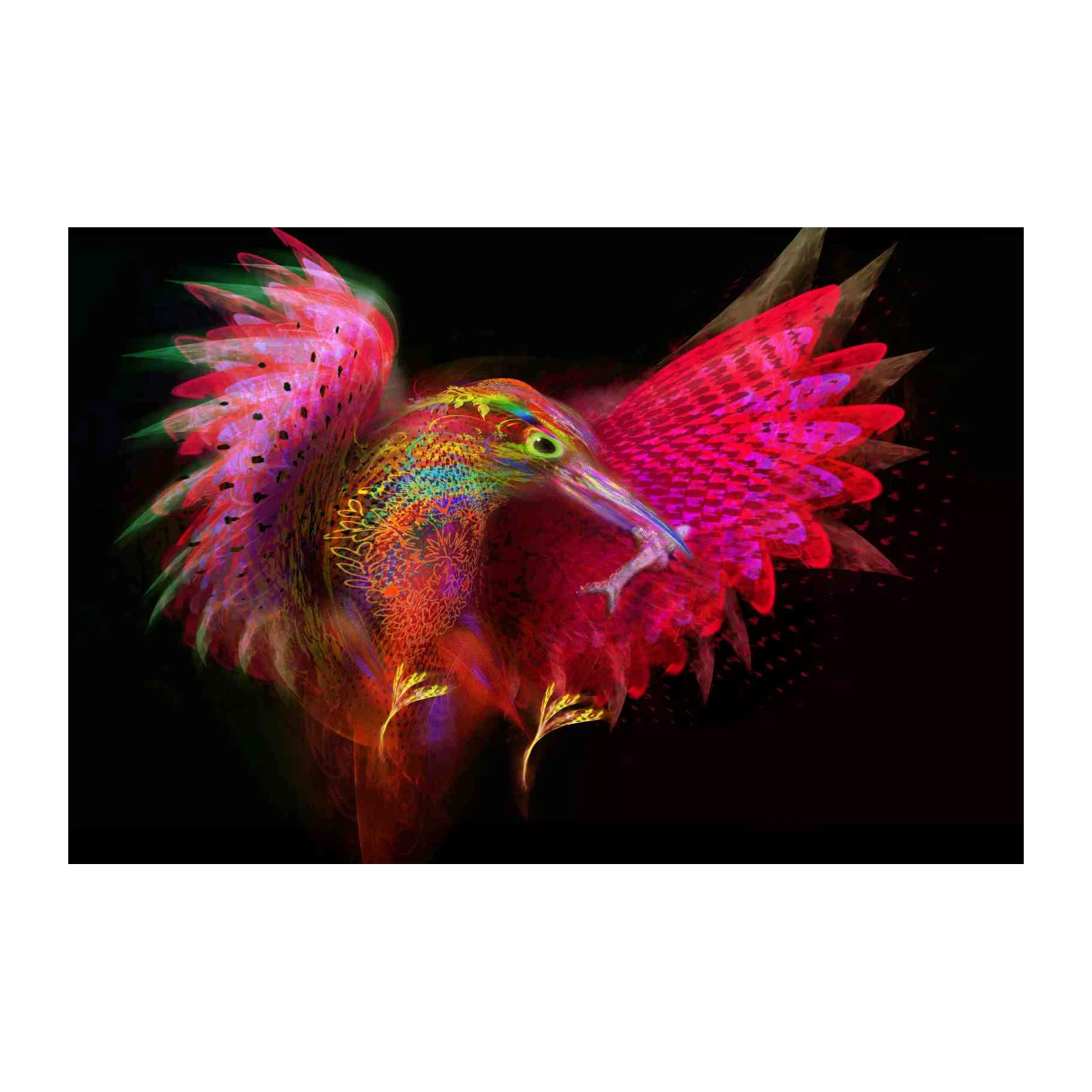 Vibrant Fractal Bird Wall Art - Abstract Wildlife Art
