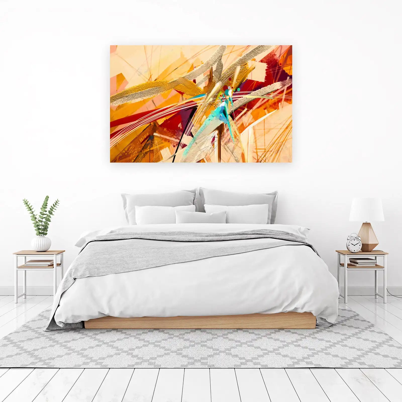 Vibrant Abstract Geometric Gold Wall Art
