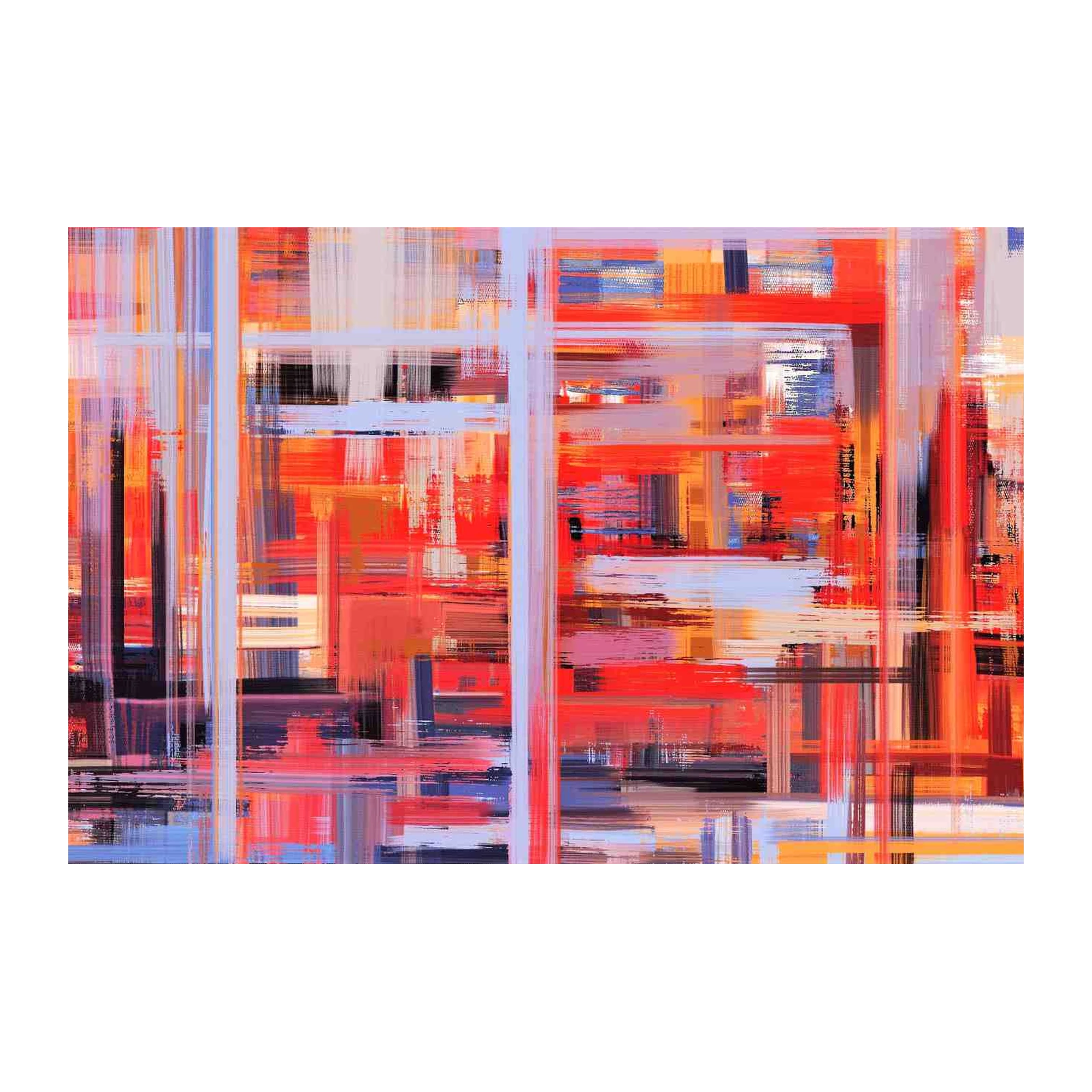 Abstract Red Cityscape Wall Art