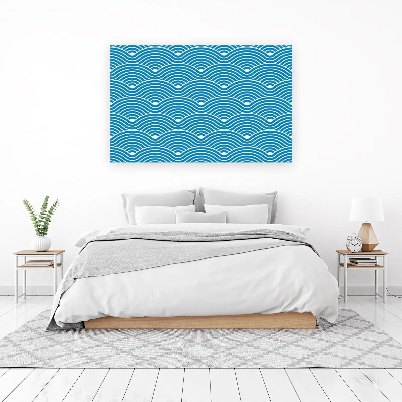 Zen Ocean Waves Blue & White Wall Art