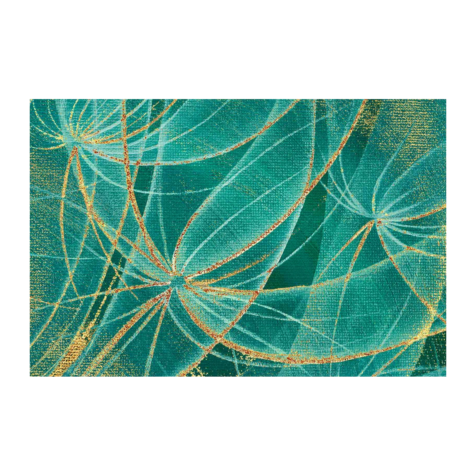 Luxe Teal & Gold Abstract Dandelion Wall Art