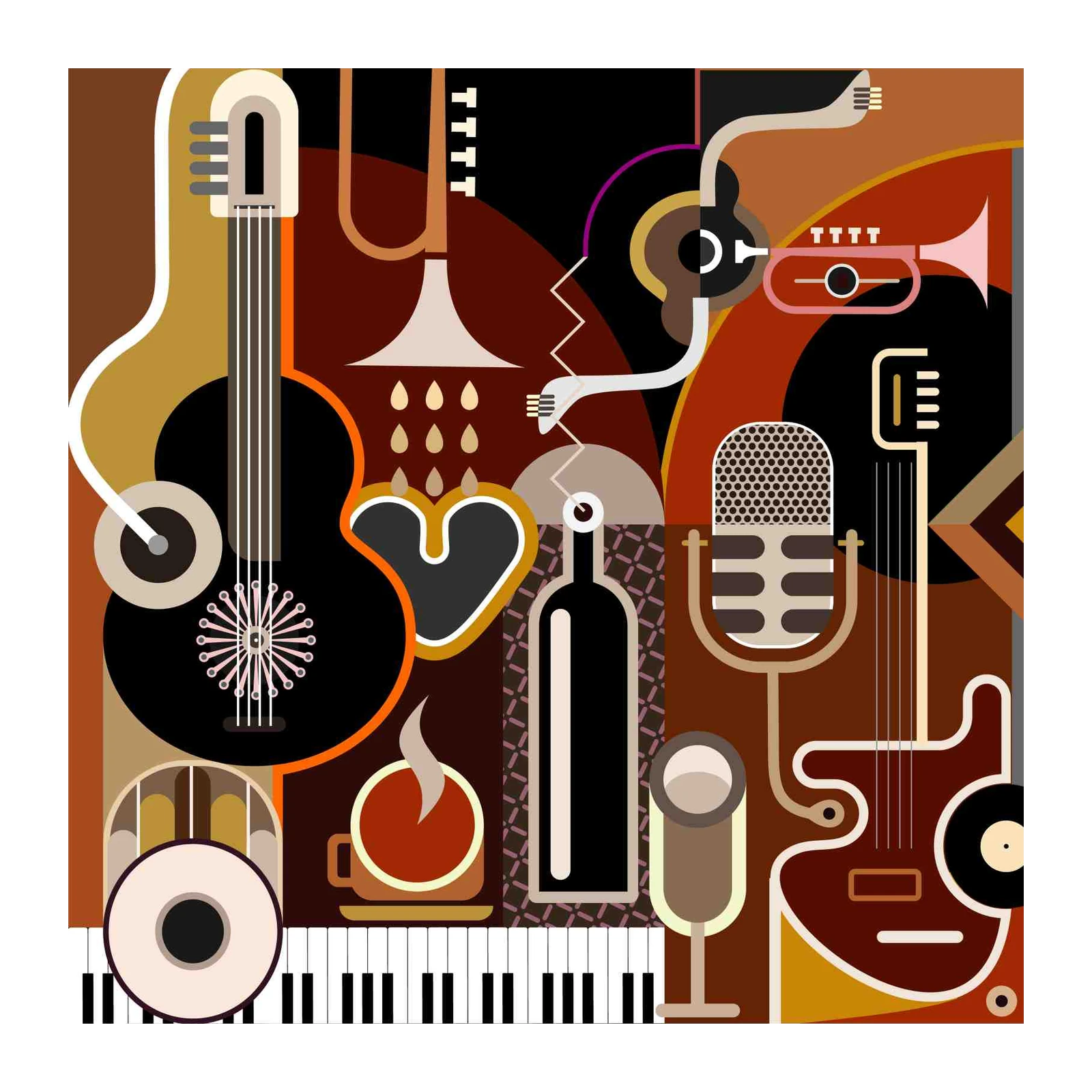 Vintage Jazz Music Collage Wall Art