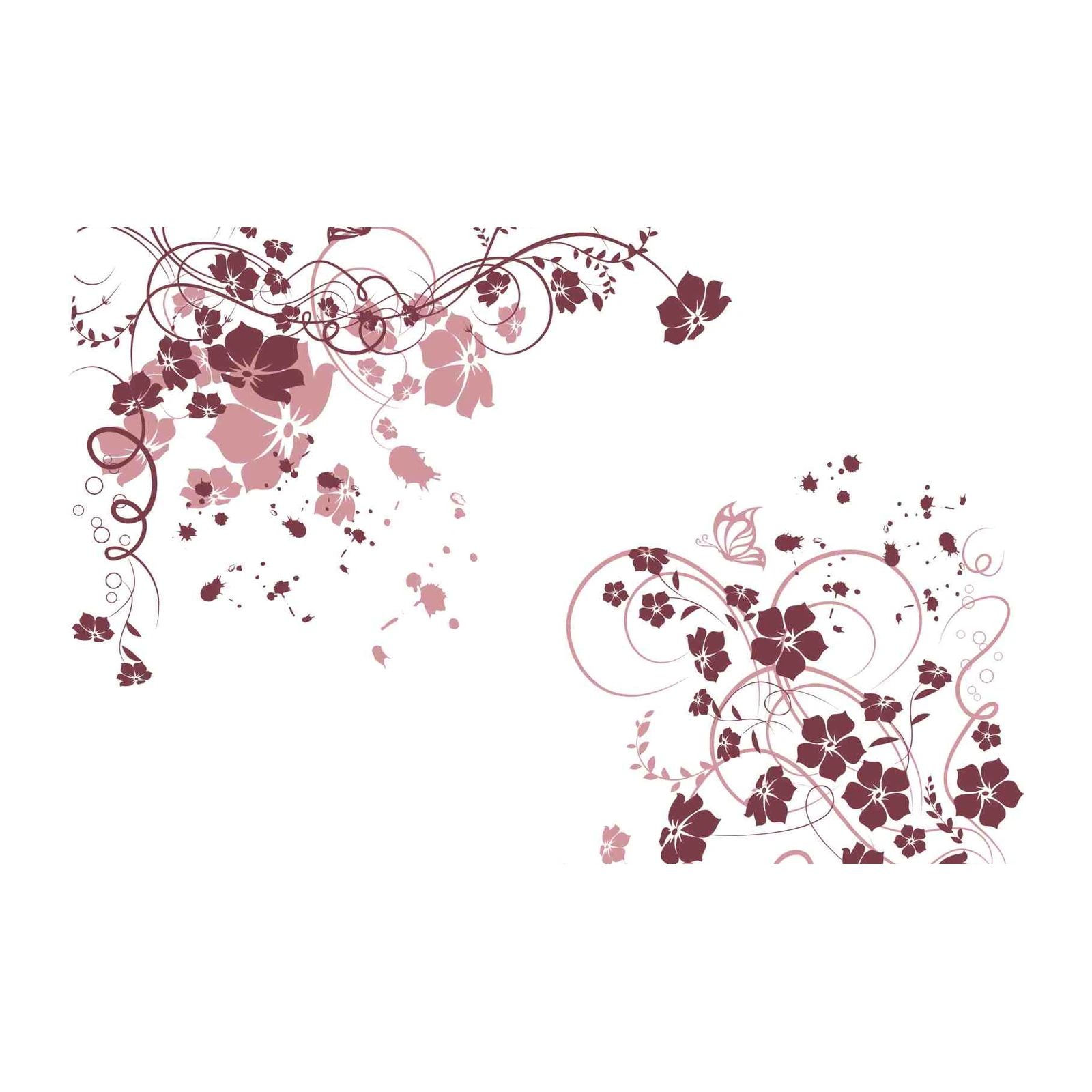 Elegant Floral Butterfly Swirl Wall Art